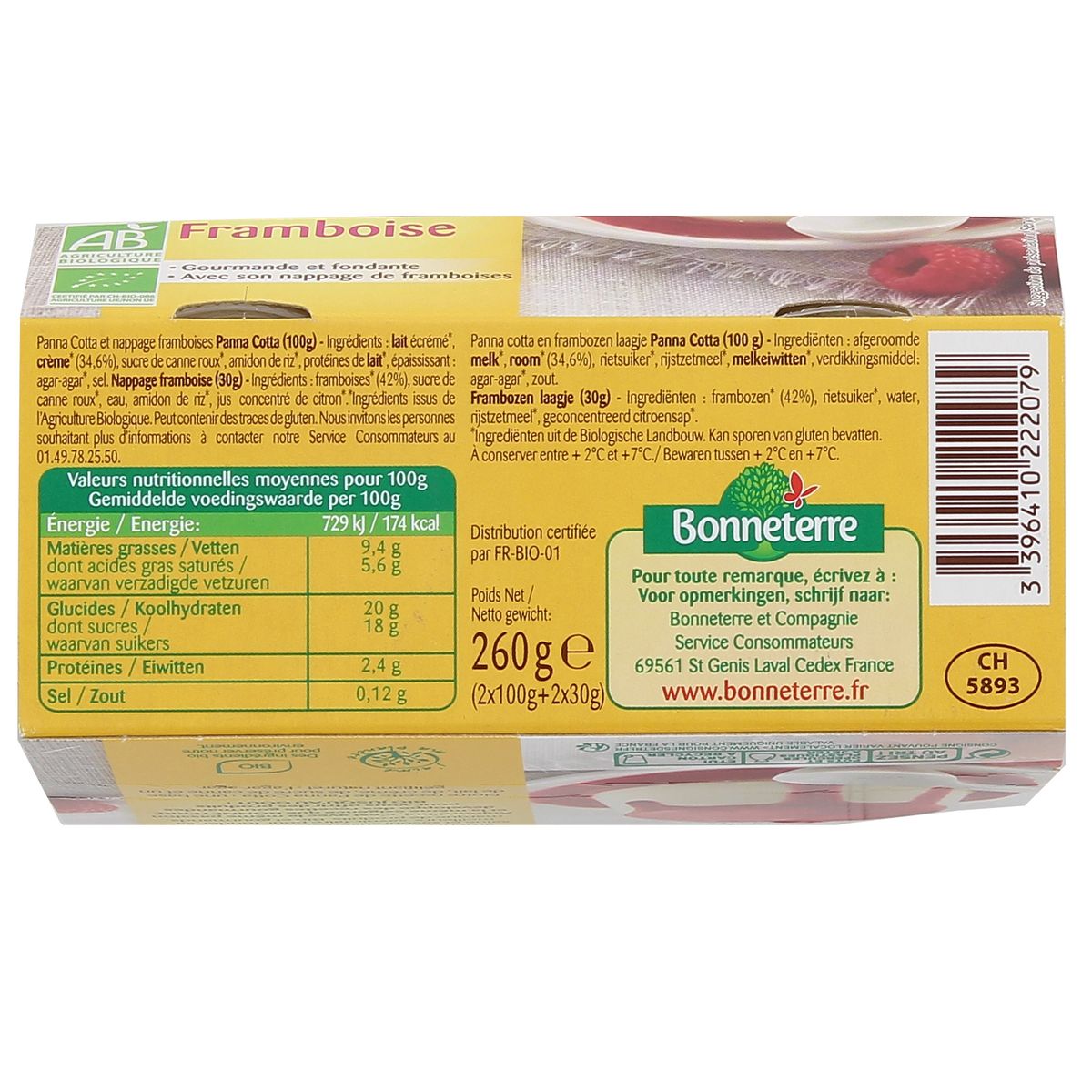 3396410222079 - Bonneterre - Panna cotta bio nappage framboise