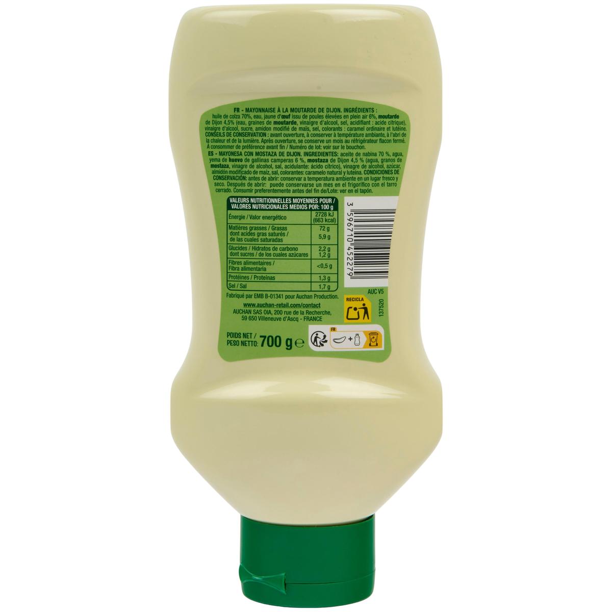 3596710452279 - Auchan - Mayonnaise à la moutarde de Dijon et aux oeufs frais flacon souple