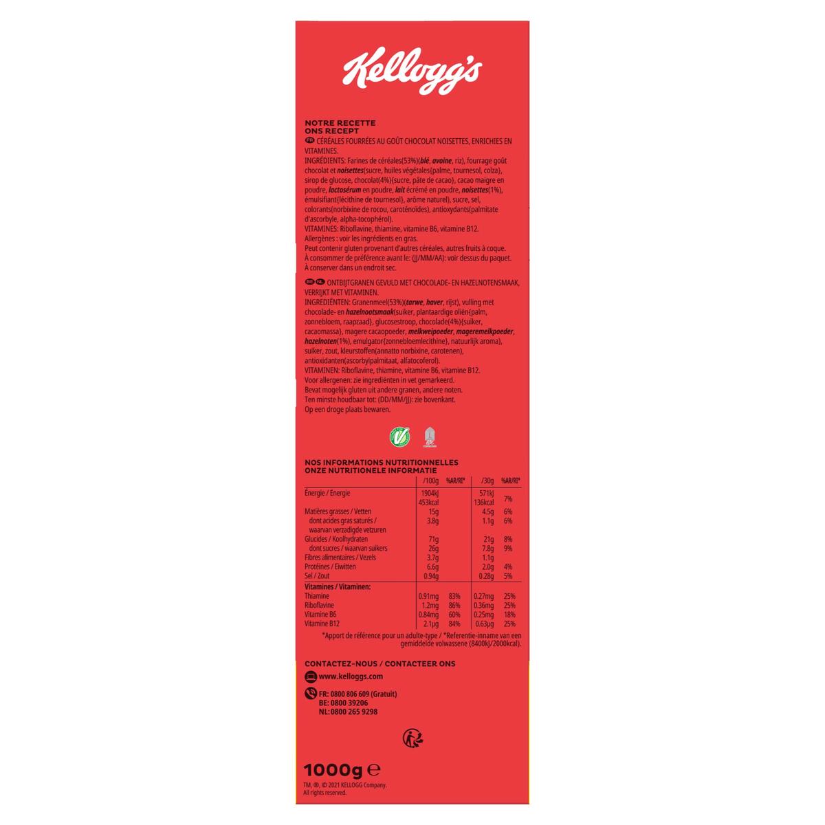 Kellogg's Kellogg's Trésor Chocolat Noisettes Méga Format 1Kg (lot de 3) 