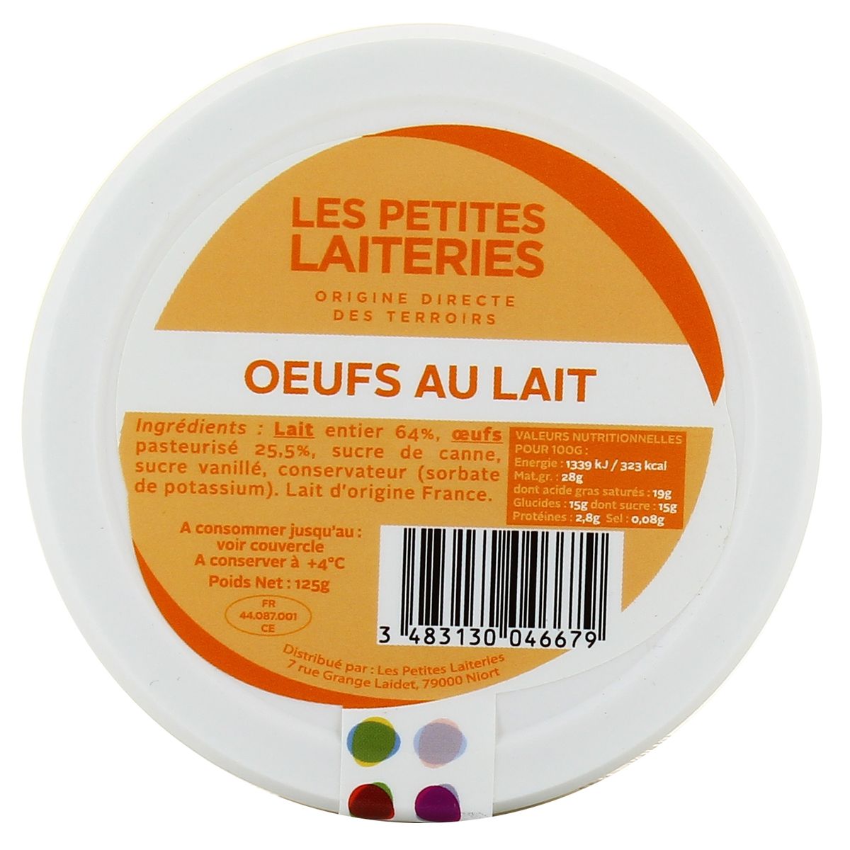 3483130046679 - Les Petites Laiteries - Petit Pot d'Oeufs au Lait - Lait de vache pasteurisé