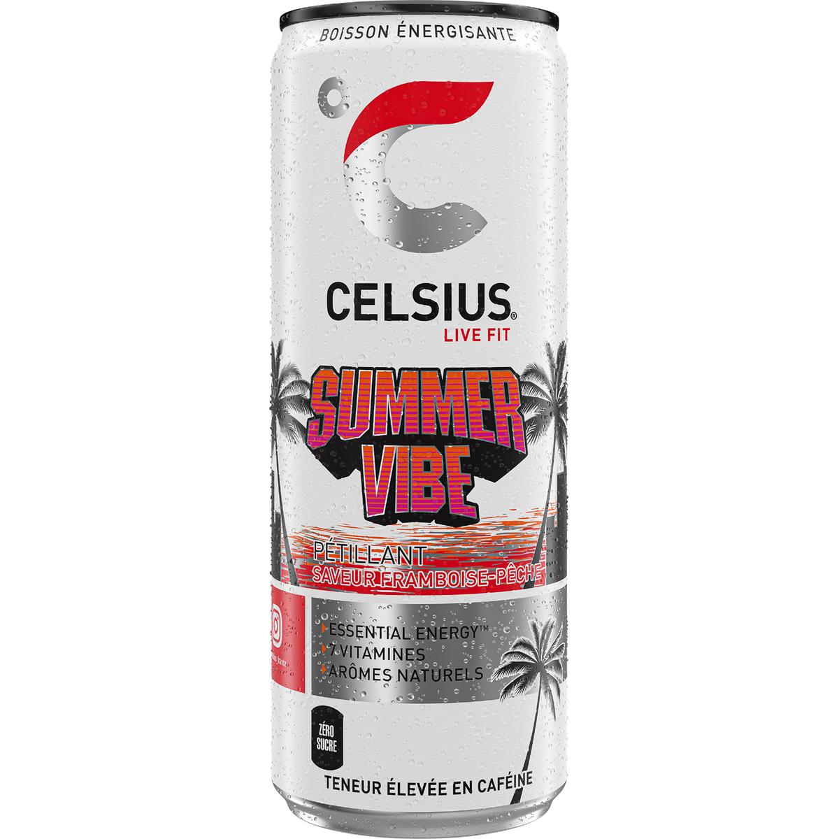 6430056289779 - Celsius - Boisson énergisante pétillante - Saveur framboise pêche