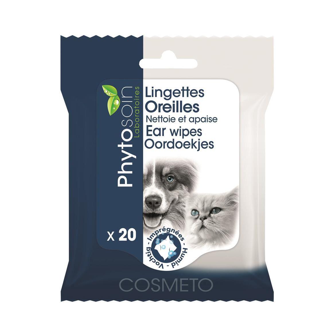 3332590950180 - Phytosoin - Lingettes Oreilles pour Chien et Chat