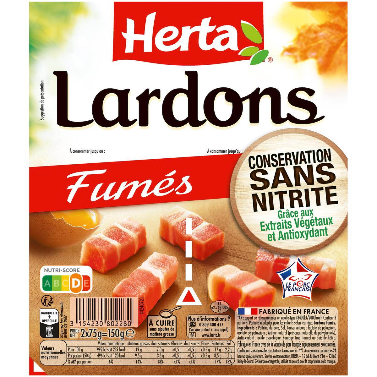 3154230802280 - Herta - Lardons Fumés, Conservation sans Nitrites