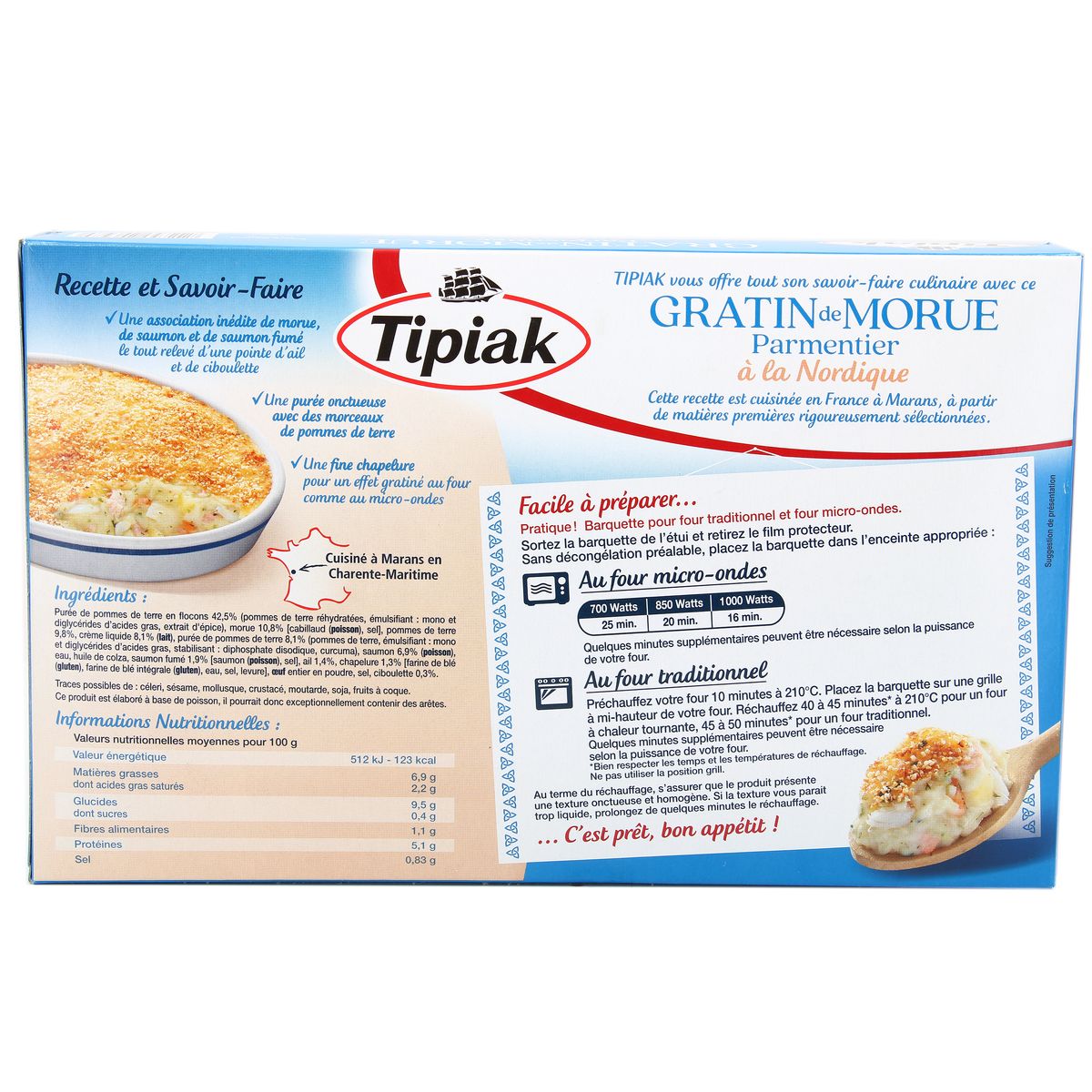 3282740203980 - Tipiak - Gratin de Morue Parmentier à la Nordique cuisiné avec  du saumon