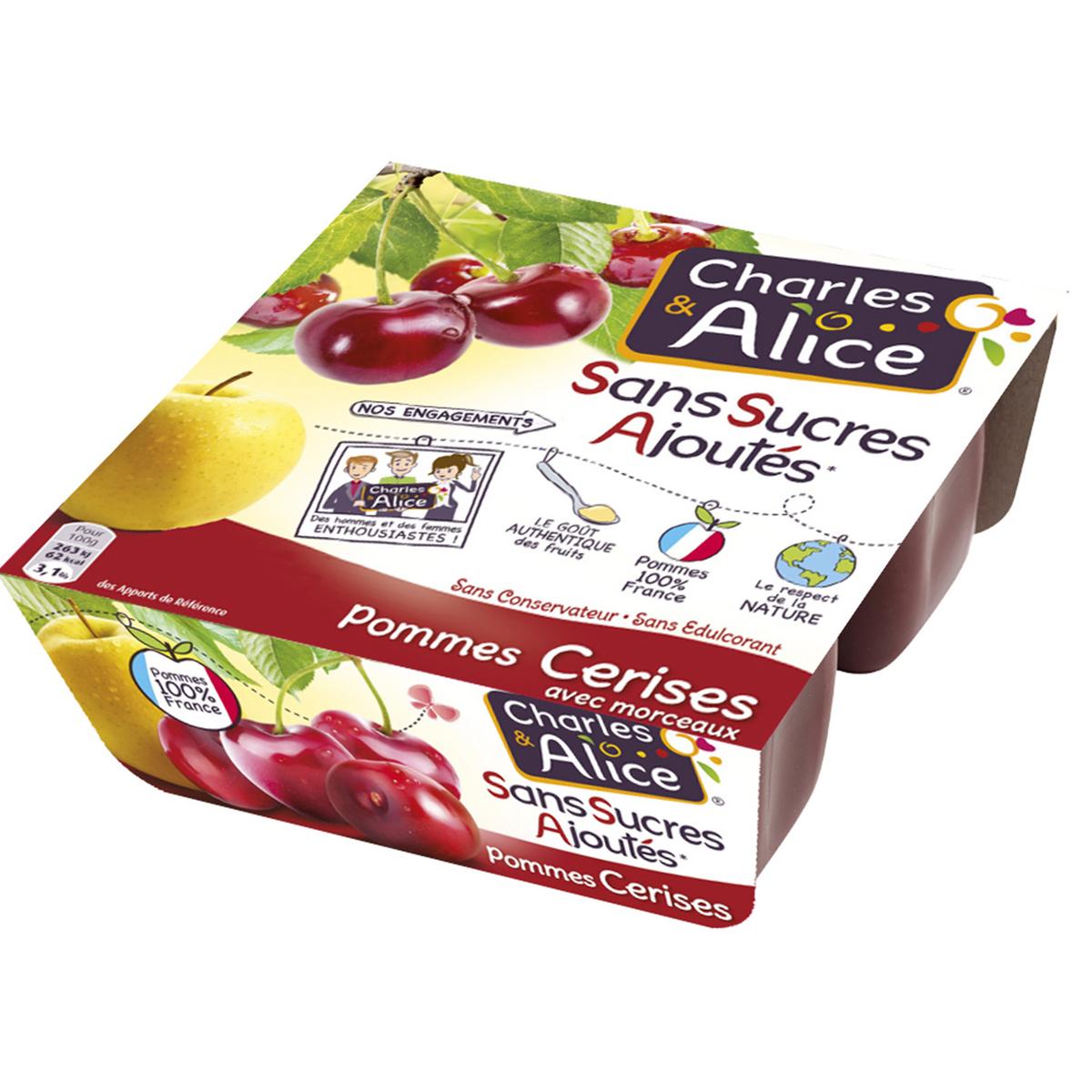 Achat Vente Charles Et Alice Pomme Cerise Sans Sucre Ajoute 4x97g