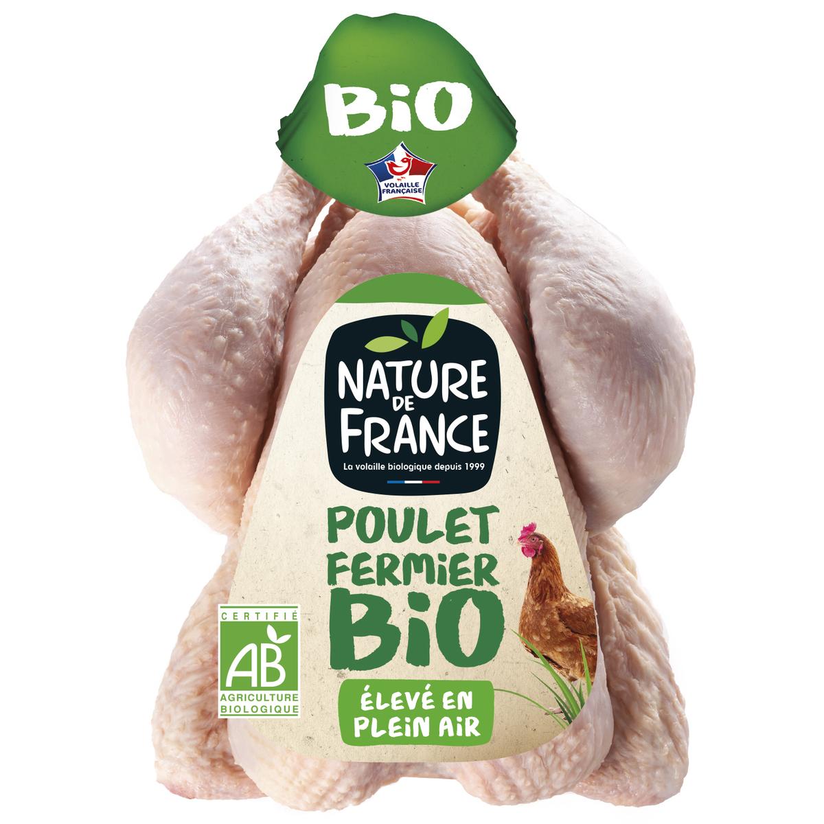 Achat Nature De France Poulet Entier Fermier Bio Prêt à Cuire, 1,35kg