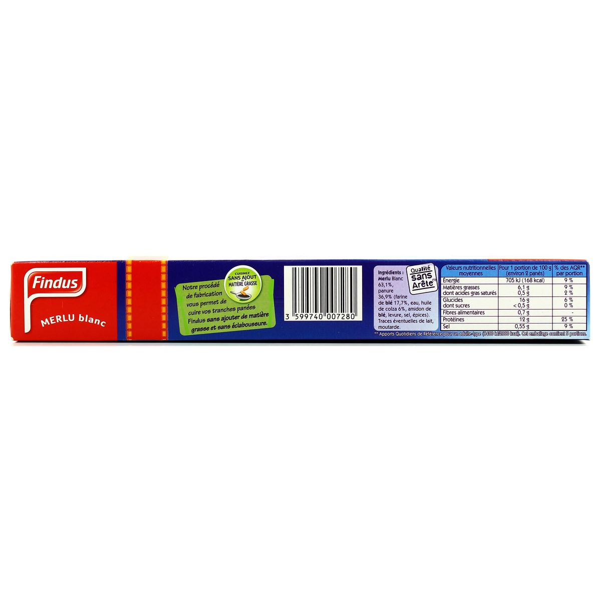 3599740007280 - Findus - 10 tranches panées de merlu blanc