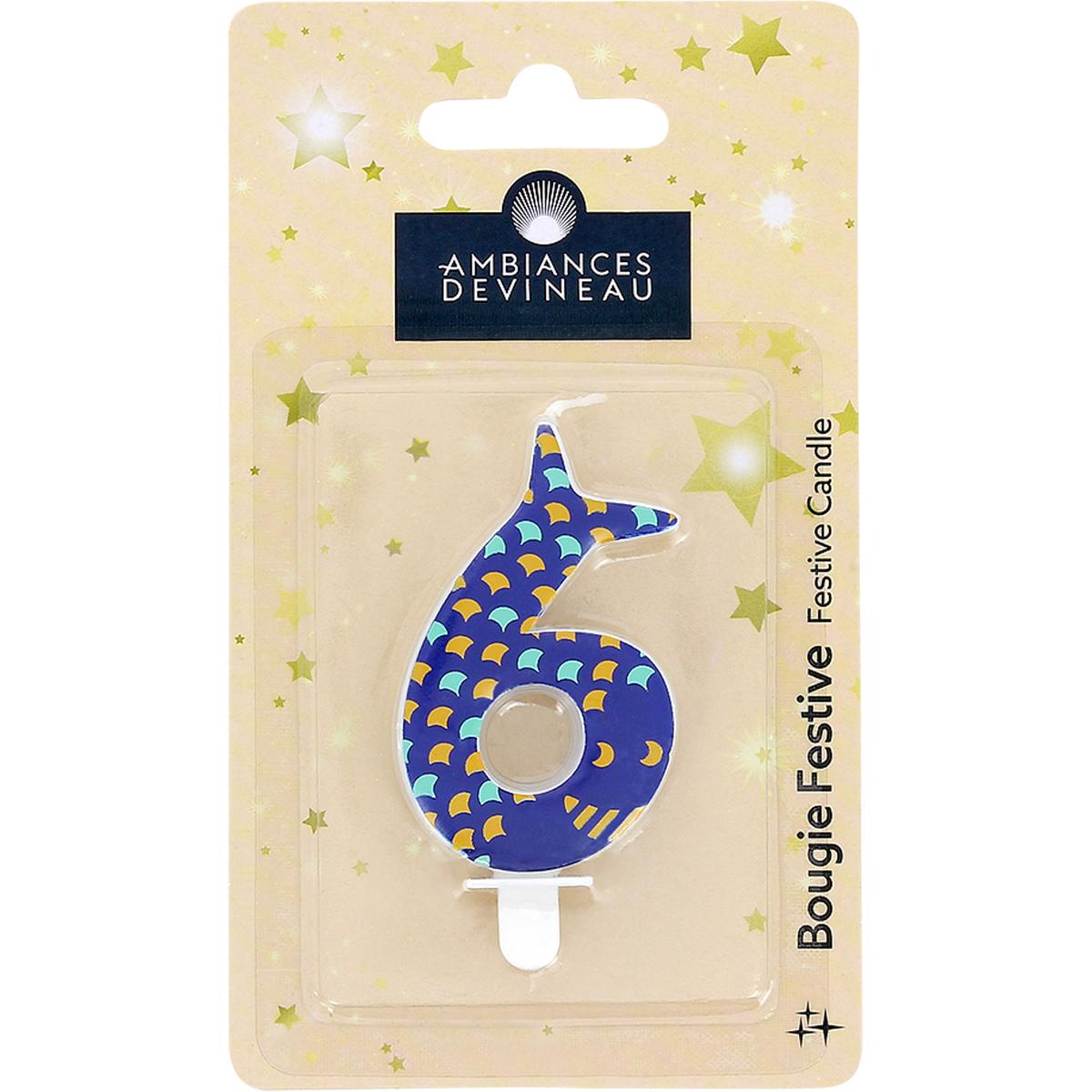 3482356828380 - Ambiances Devineau - Bougie chiffre 6 Baleine