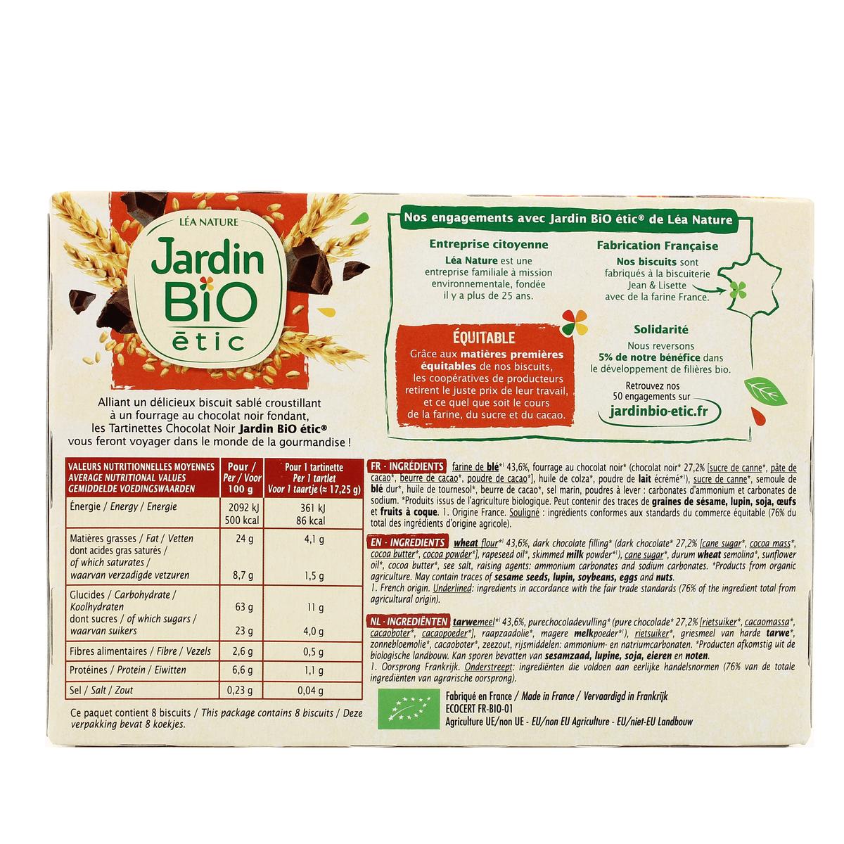 3456300009880 - Jardin Bio Etic - Tartinette Chocolat Noir Bio