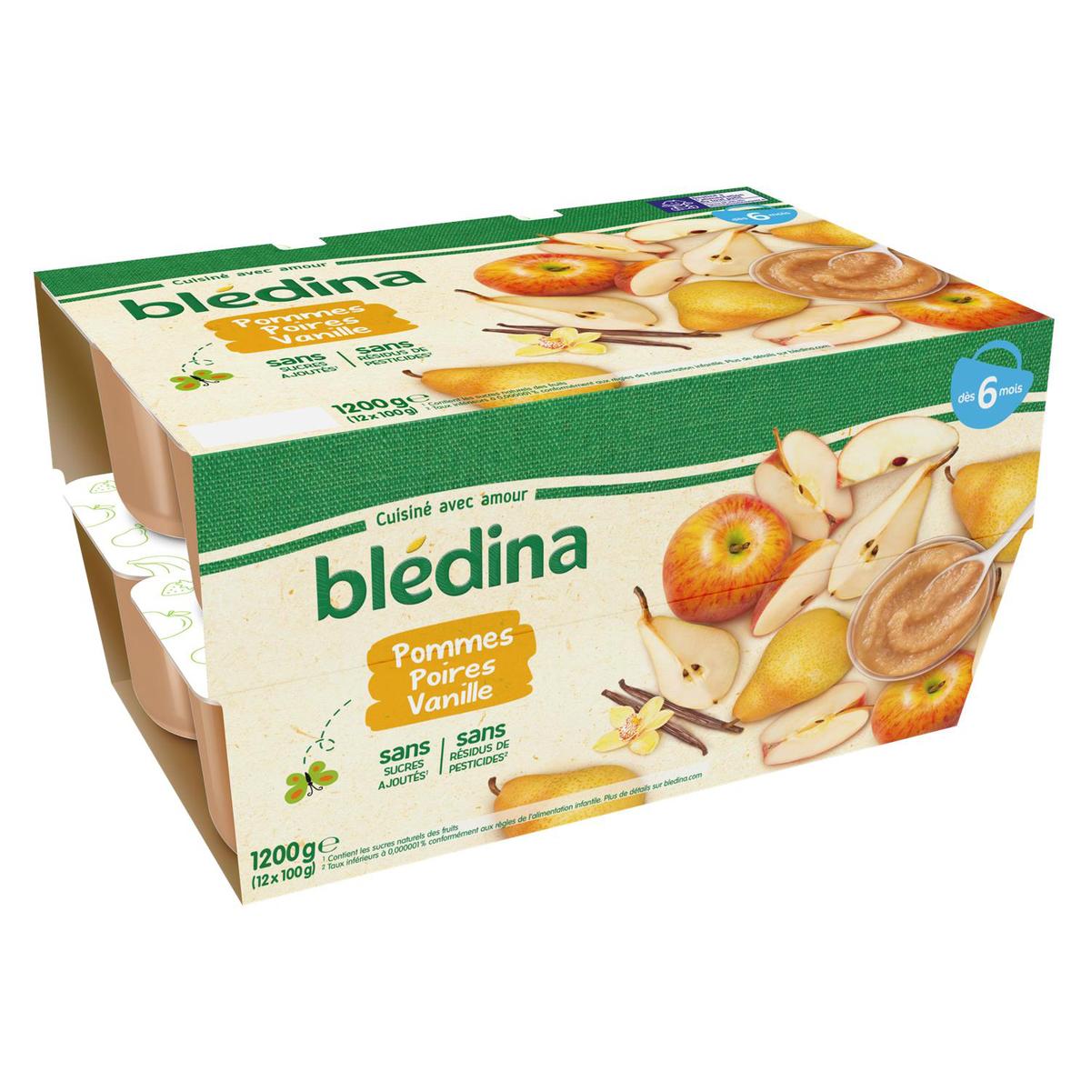 Acheter Blédina Compotes Bébé Pomme Poire Vanille, dès 6 mois, 12x100g