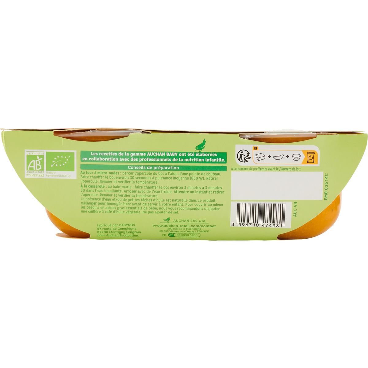 3596710474981 - Auchan Baby Bio - Légumes riz et saumon Bio Bol bébé dés 6 mois