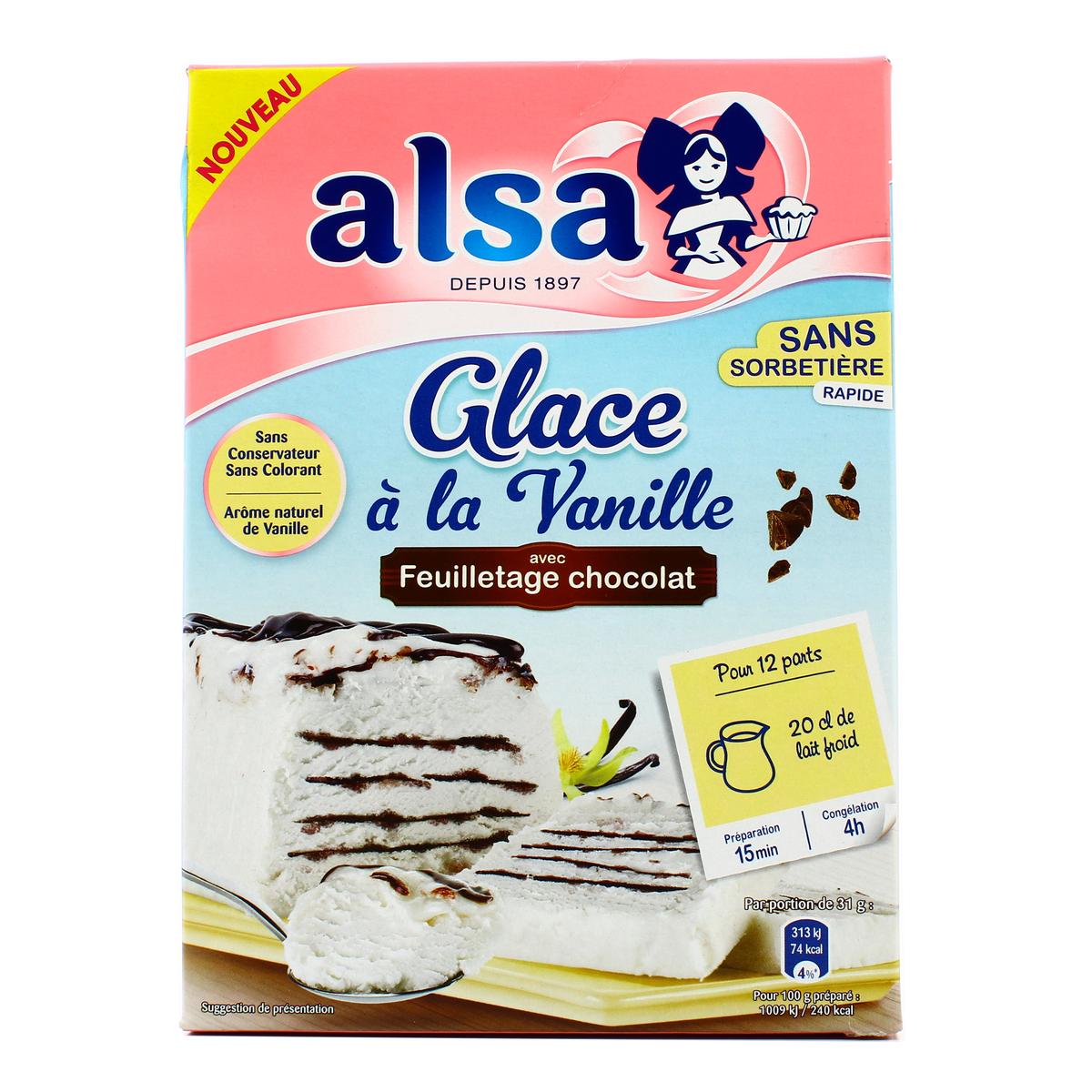 Alsa Preparation Pour Glace A La Vanille Avec Feuilletage Au Chocolat