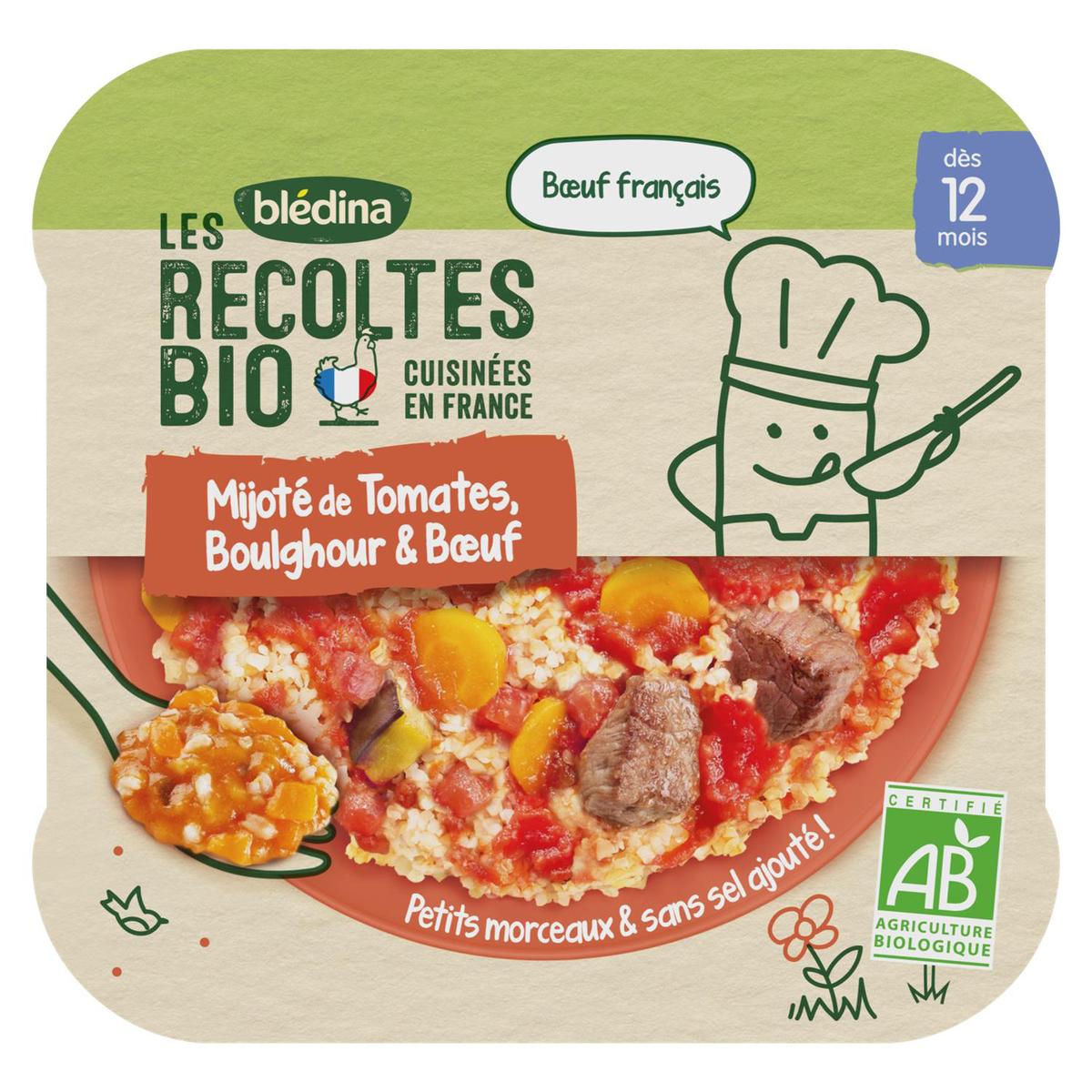 3041091559081 - Blédina - Les Récoltes Bio - Mijoté de Tomates Boulghour & Boeuf Bio Assiette Bébé Dès 12 mois