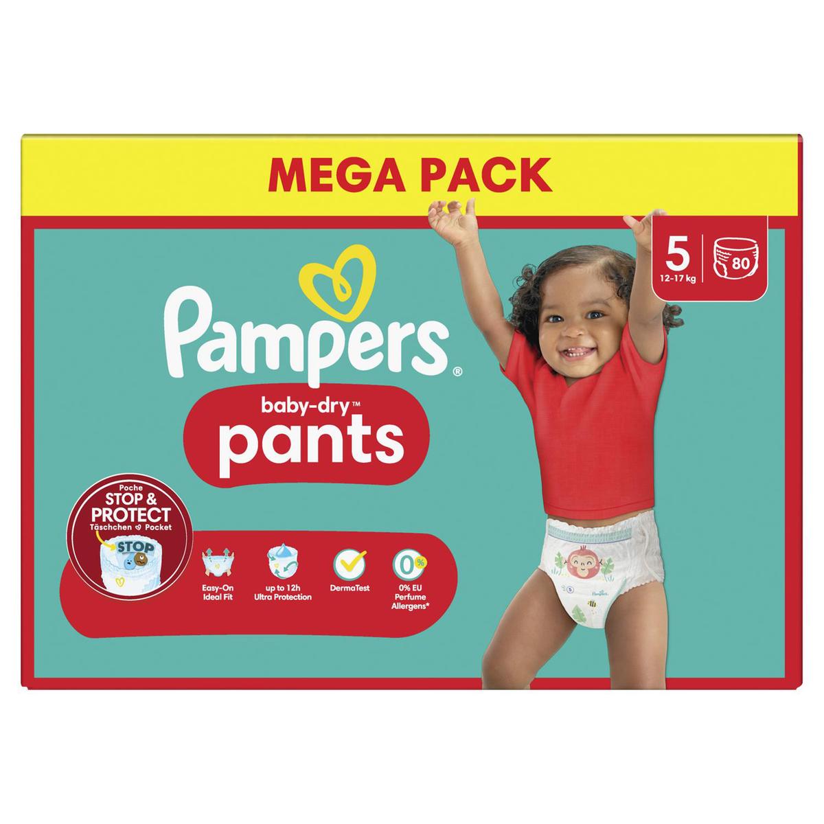 Promotion Pampers Babydry Pants Couches T5 11-16kg, 80 couches culottes