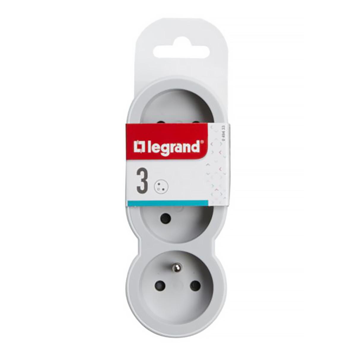 3414971942882 - Legrand - Fiche Triplite frontales avec terre - blanc et gris clair