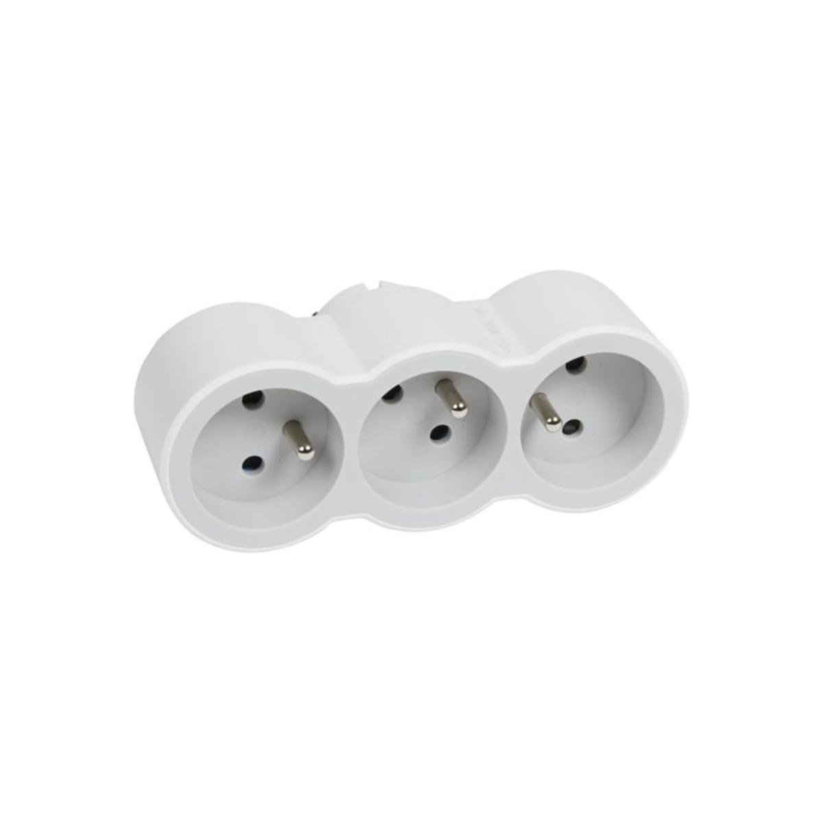 3414971942882 - Legrand - Fiche Triplite frontales avec terre - blanc et gris clair