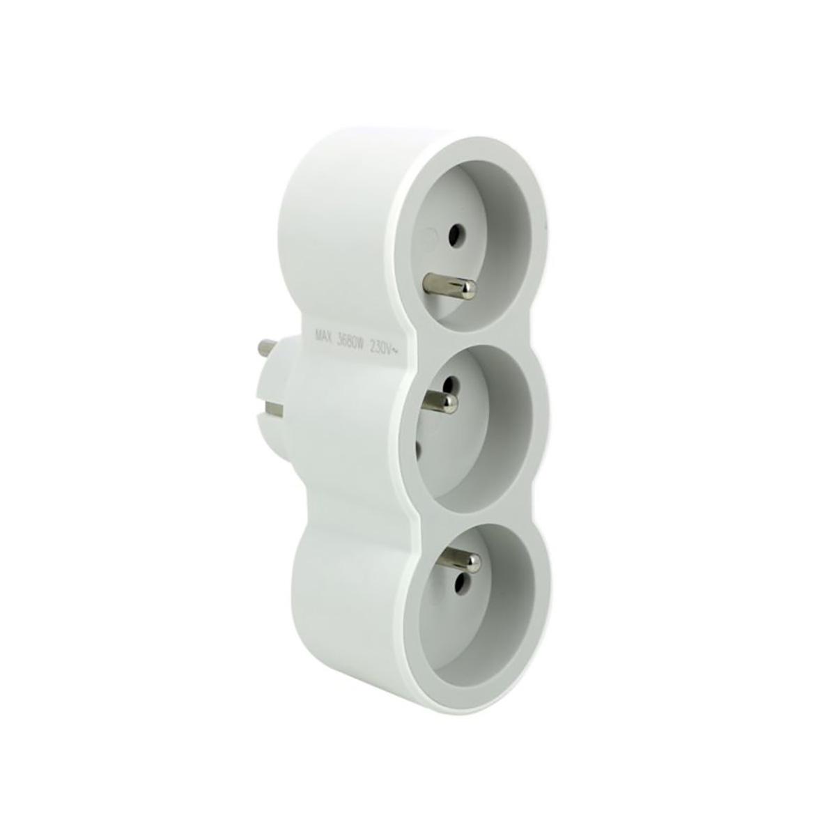 3414971942882 - Legrand - Fiche Triplite frontales avec terre - blanc et gris clair