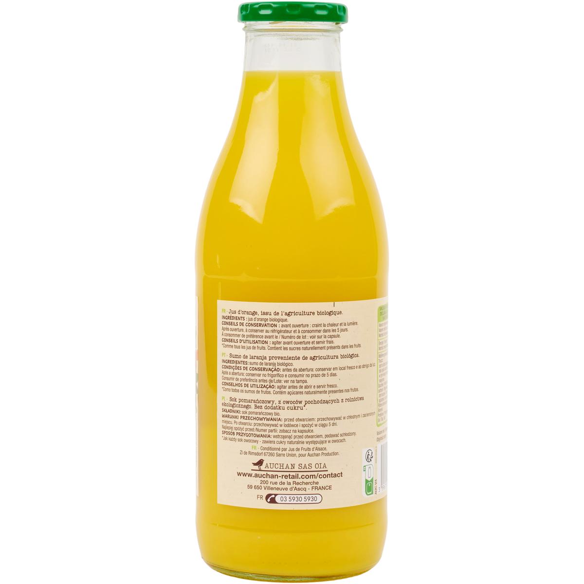 3596710473182 - Auchan BIO - Pur jus d'orange bio sans sucres ajoutés