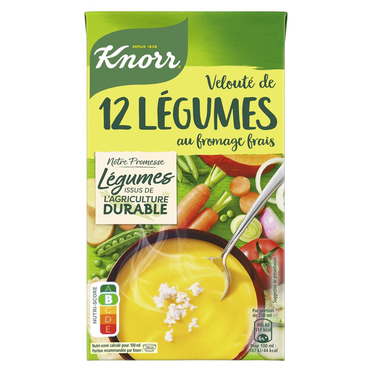 KNORR - SOUPE VELOUTE 12 LEGUMES FROMAGE FRAIS Brique de 1L - Soupes et  Croutons/Soupes en Brique KNORR 