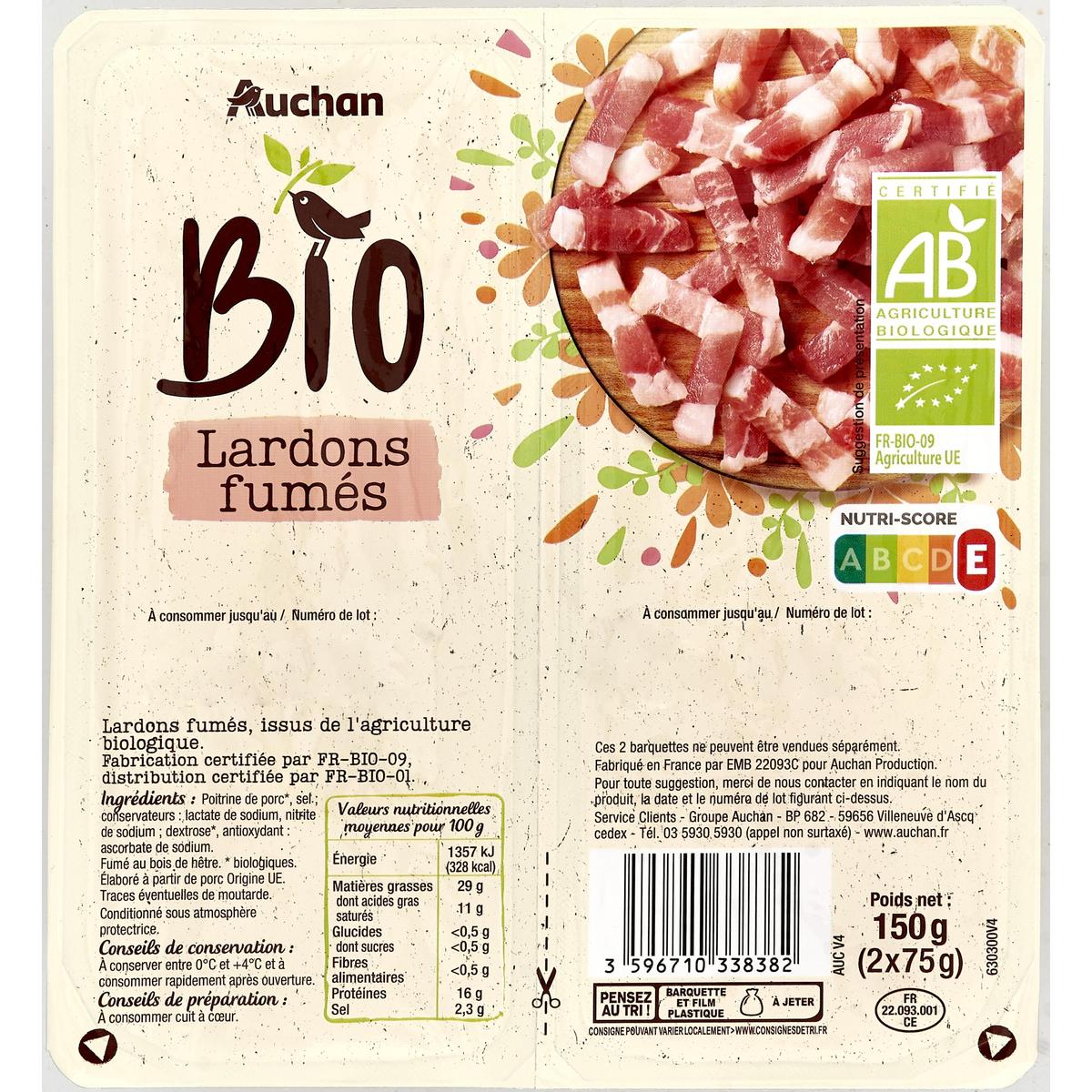 3596710338382 - Auchan BIO - Lardons Fumés Bio