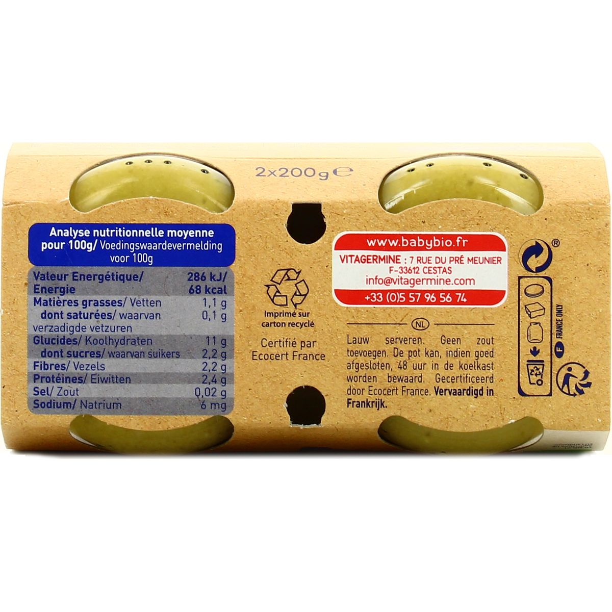 3288131510583 - Babybio - Petit pois maïs riz bio Pots Bébé dès 6 mois