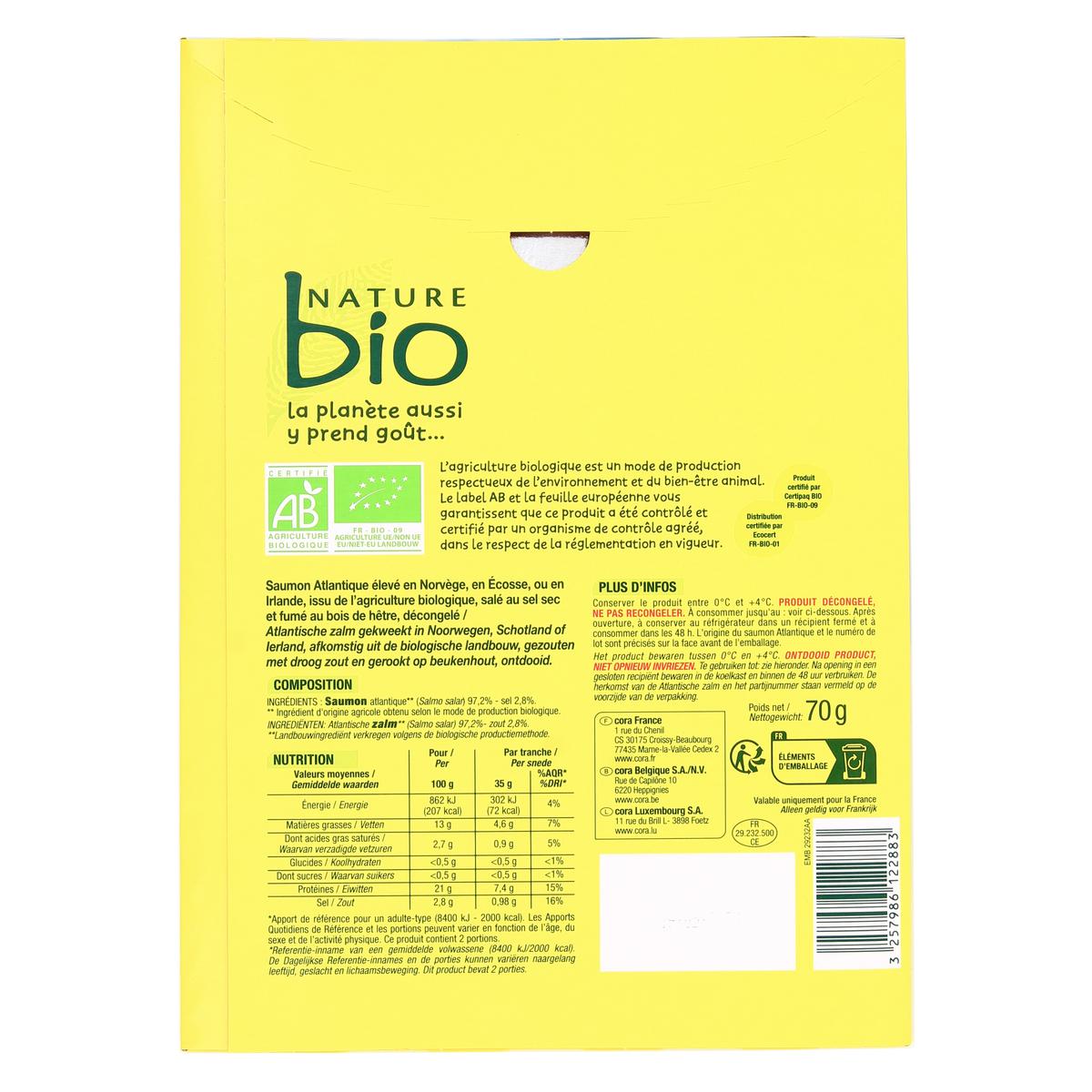 3257986122883 - Nature Bio - Saumon Fumé d'Elevage, Bio, 70g