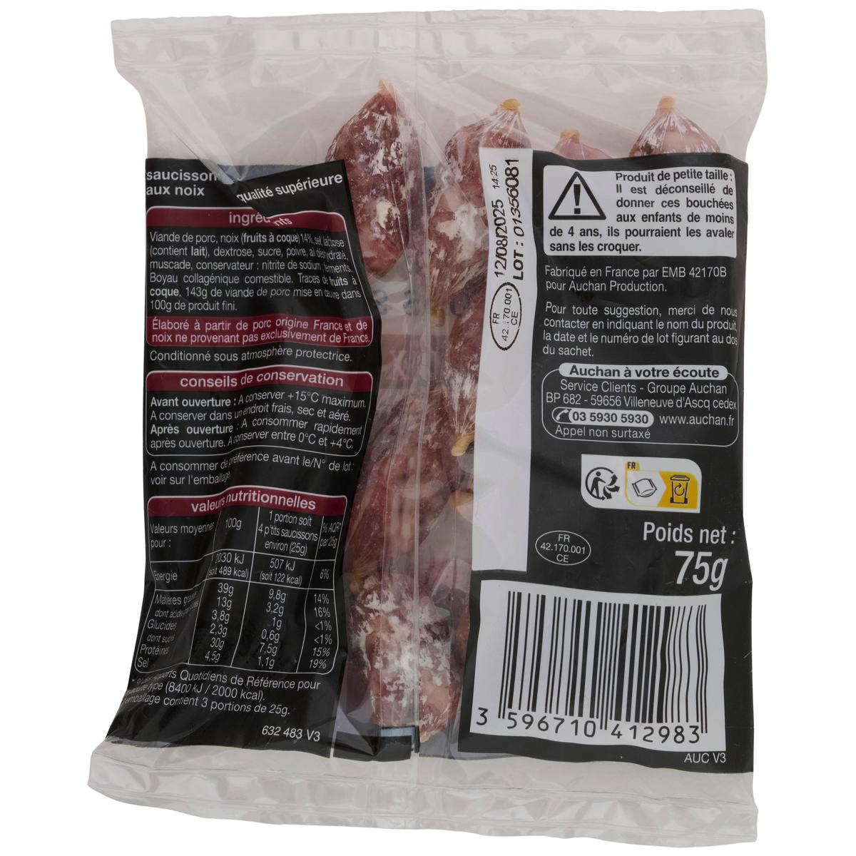 3596710412983 - Auchan - P'tits Saucissons aux Noix