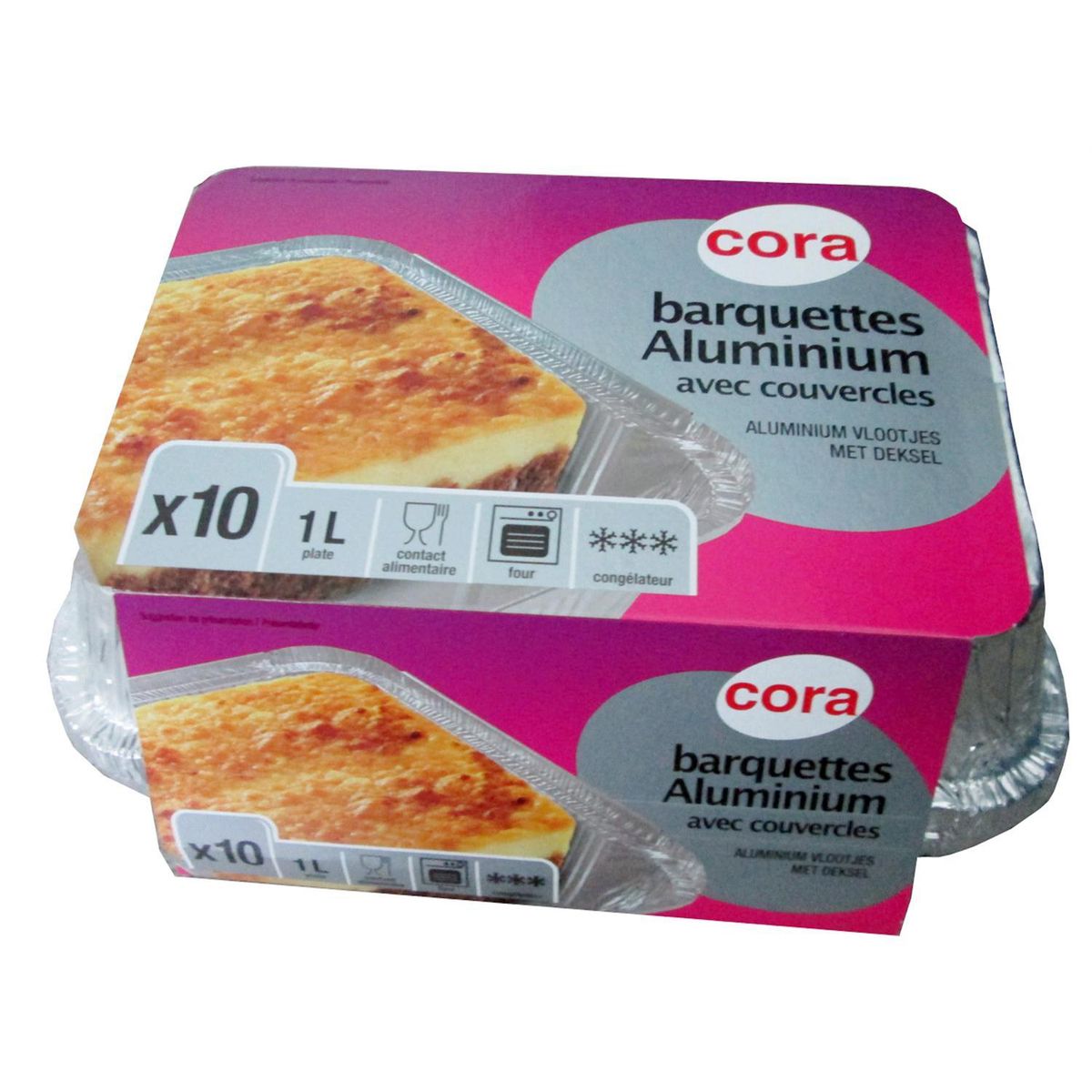 Acheter Cora Barquettes aluminium avec couvercles 1L, 10 barquettes