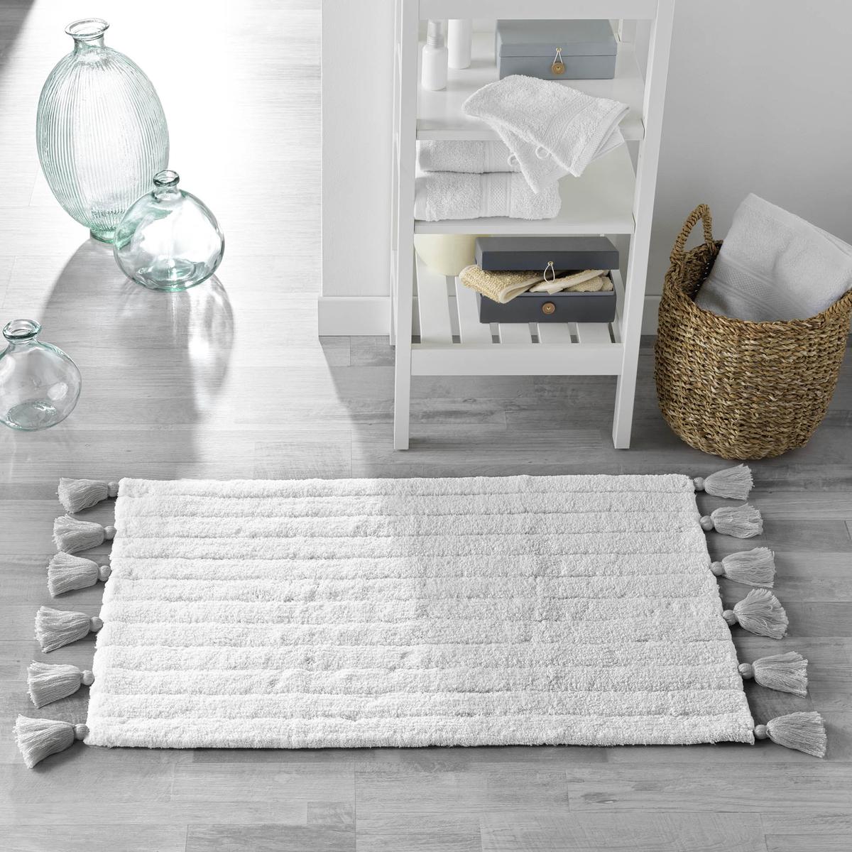 3574388016283 - Douceur D Interieur - Tapis bain + pompon coton blanc