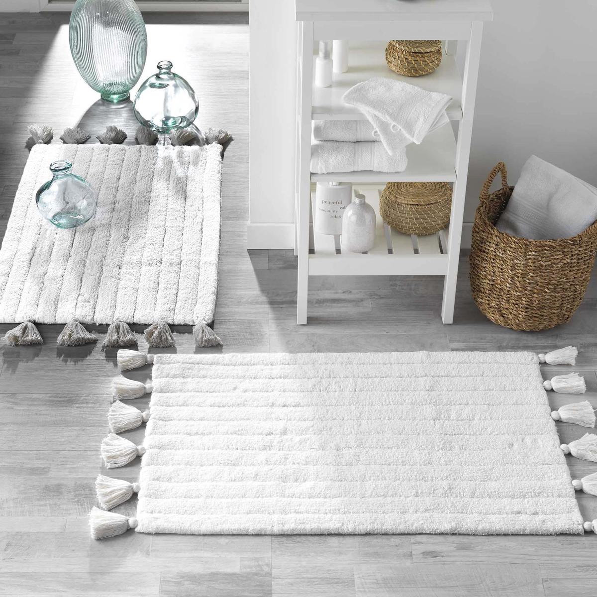 3574388016283 - Douceur D Interieur - Tapis bain + pompon coton blanc