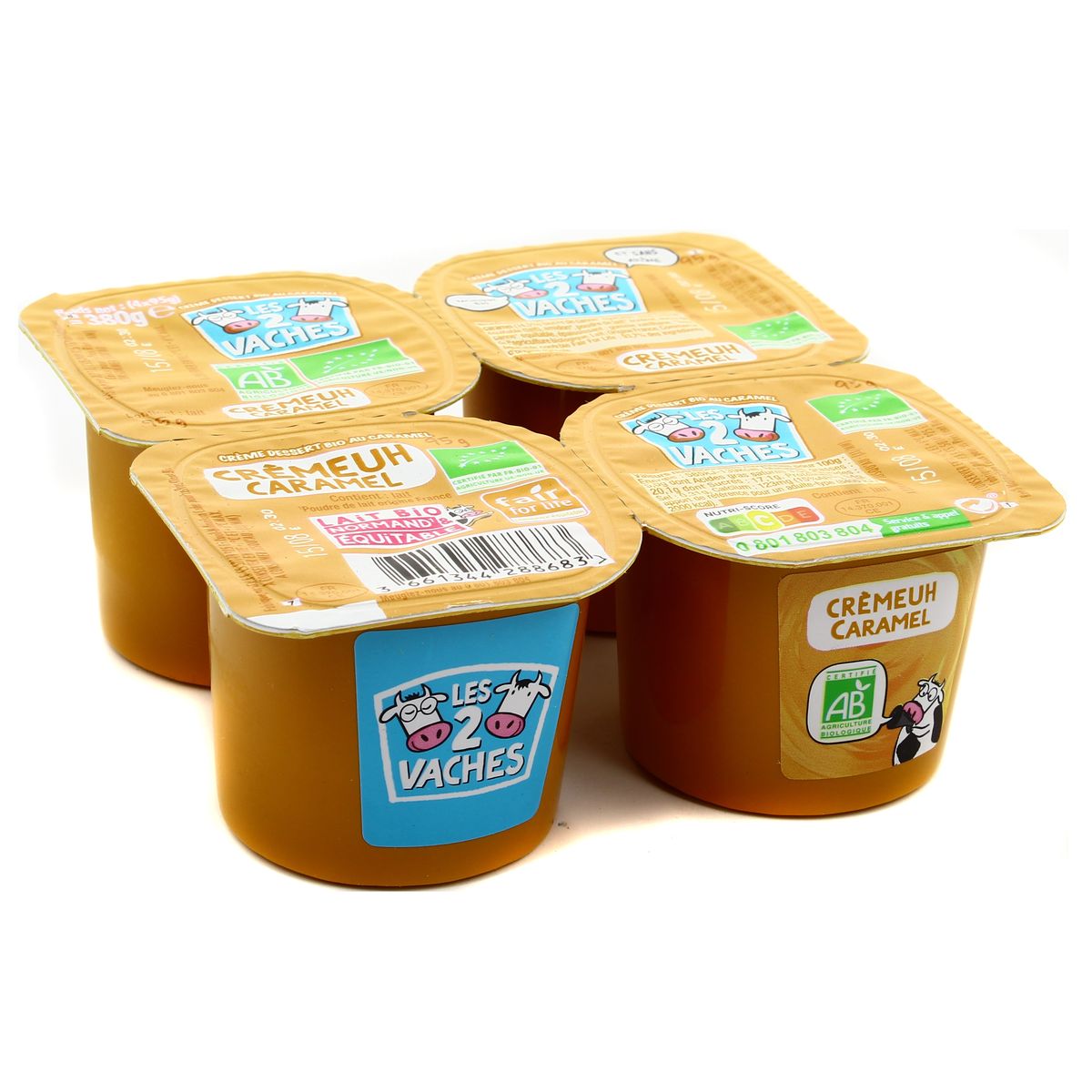 3661344288683 - Les 2 Vaches - Crème dessert caramel Bio