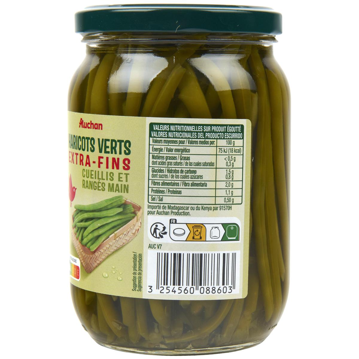 3596710460984 - Auchan - Haricots verts extra fins cueillis et rangés main en bocal