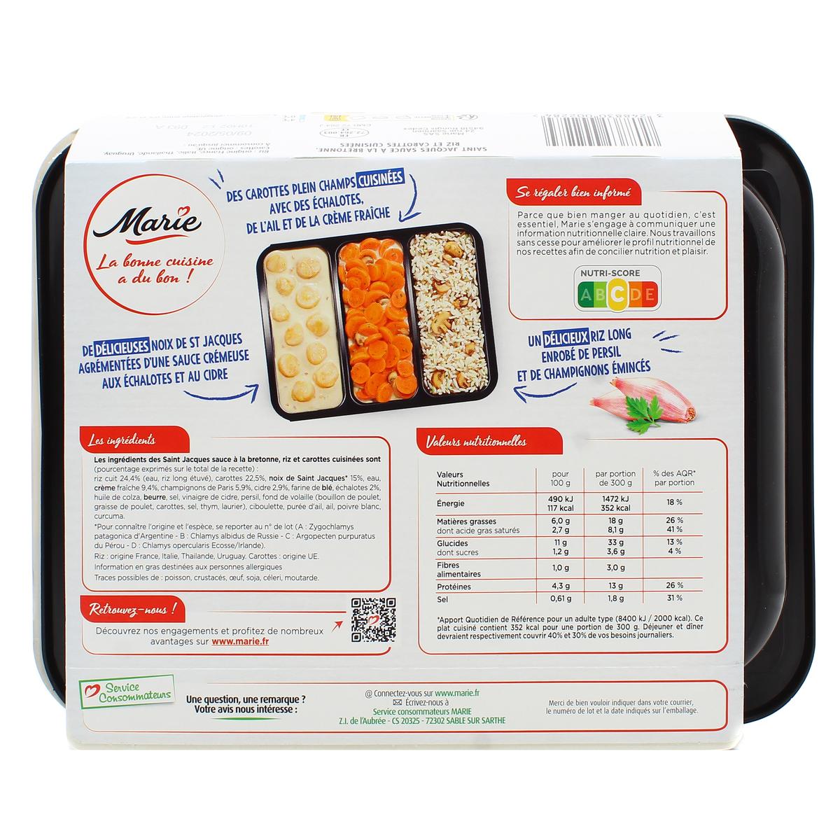 3248830002284 - Marie - Saint Jacques à la Bretonne, Riz et Carottes Cuisinées
