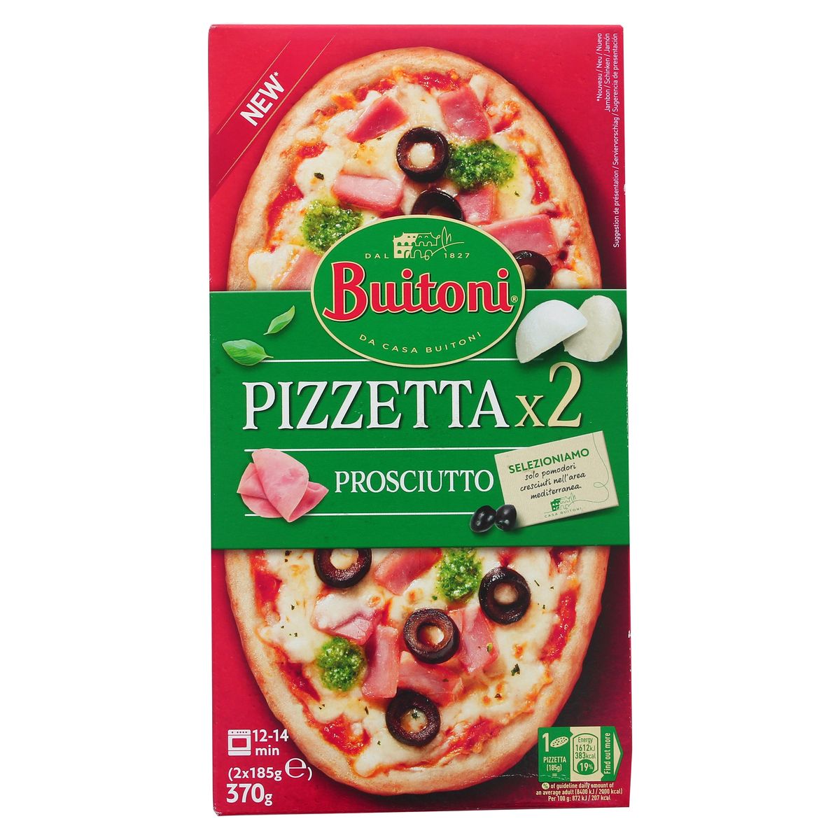 7613037044584 - Buitoni Pizzetta - 2 Mini Pizzas Prosciutto - Pizzetta Mozzarella, Jambon 2x185g