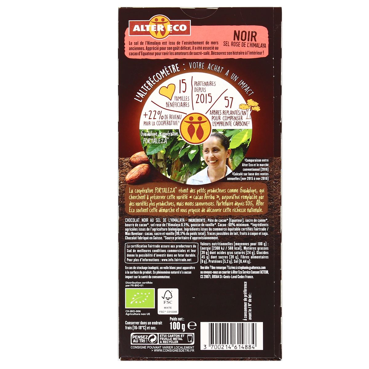 3700214614884 - Alter Eco - Commerce Equitable - Chocolat noir bio au sel rose de l'Himalaya