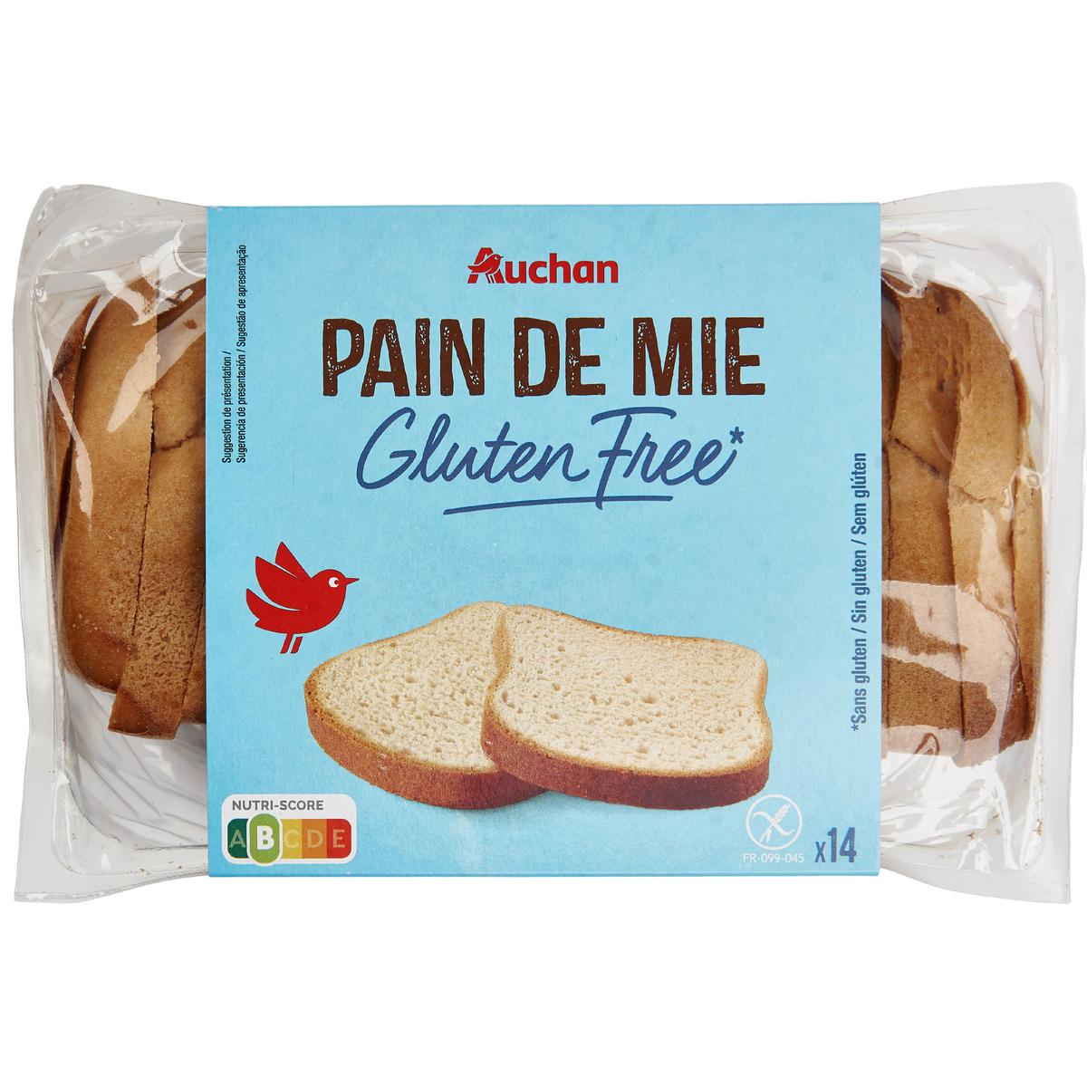 3596710348084 - Auchan - Pain de mie tranché sans gluten - 14 tranches