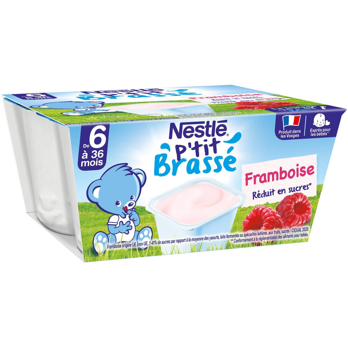7613035008984 - Nestlé - P'tit Brassé - Dessert Lacté Framboise Coupelle Bébé Dès 6 mois