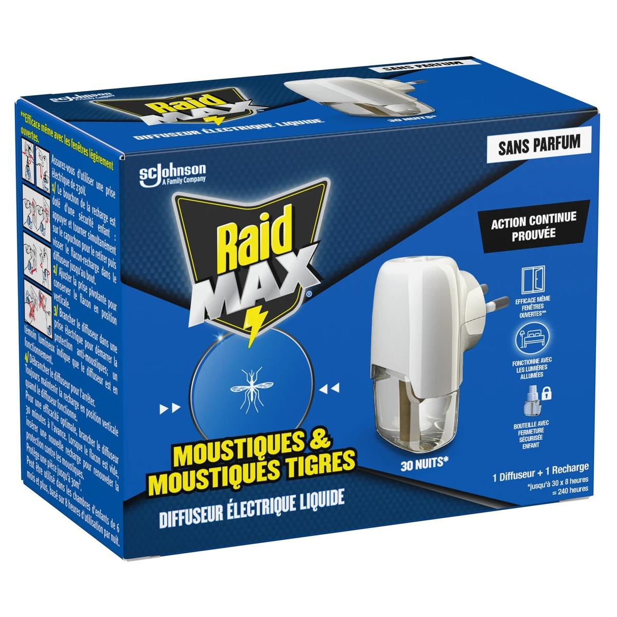 5000204401585 - Raid Max - Anti-Moustiques Diffuseur et Recharge Électrique Liquide Sans Parfum Action Continue