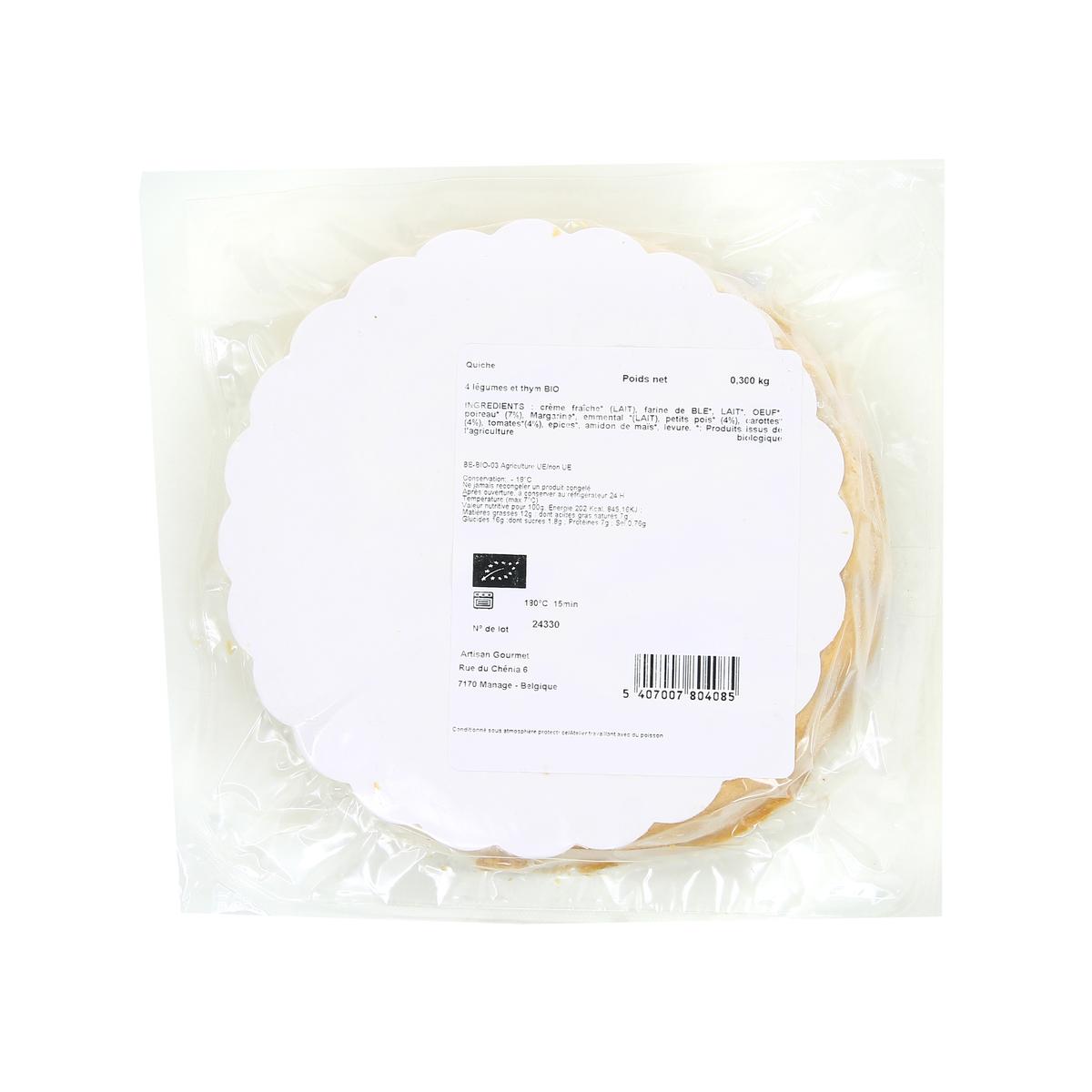 5407007804085 - ARTISAN GOURMET - Quiche 4 légumes Bio