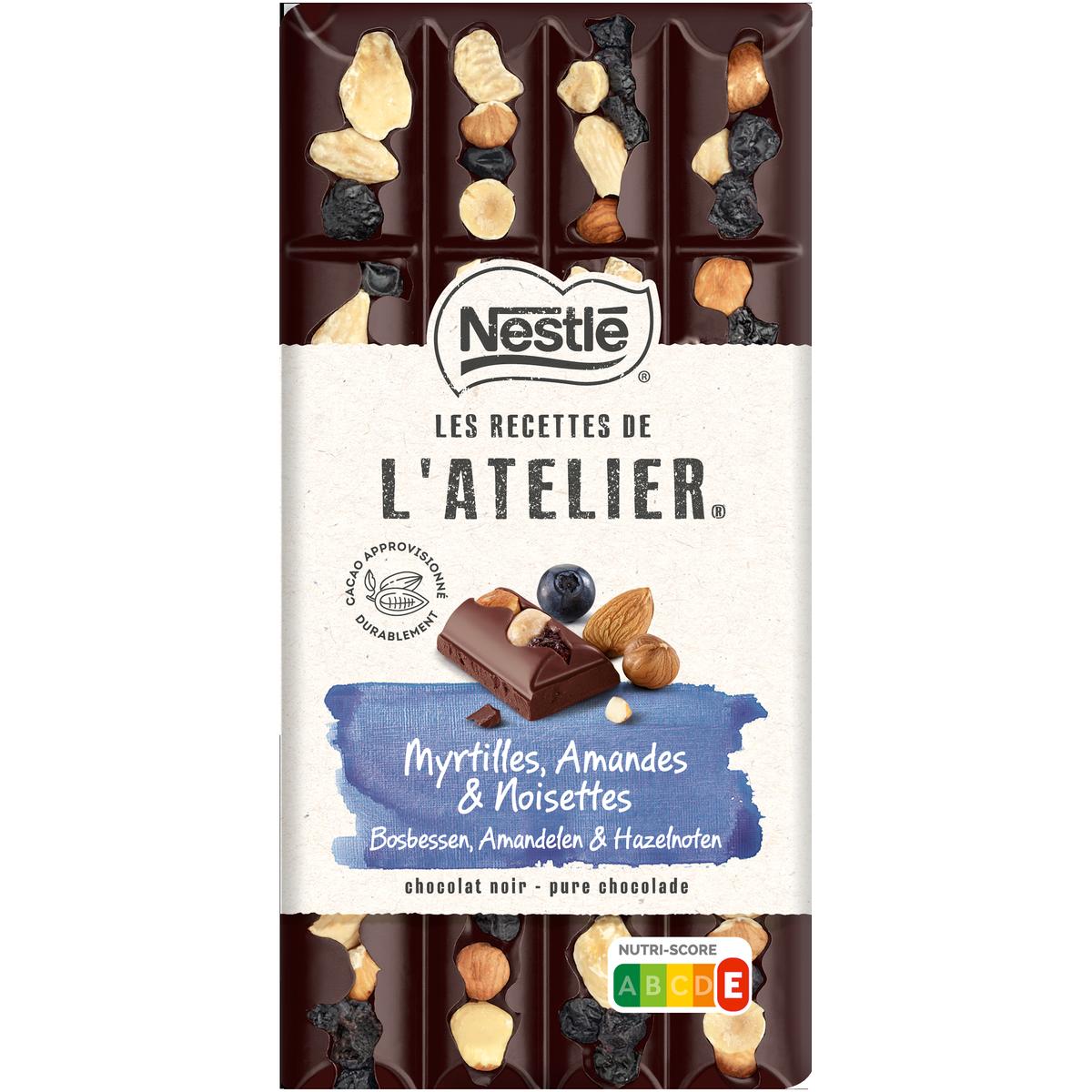 Nestlé Les Recettes de l'Atelier Chocolat noir myrtilles amandes et  noisettes