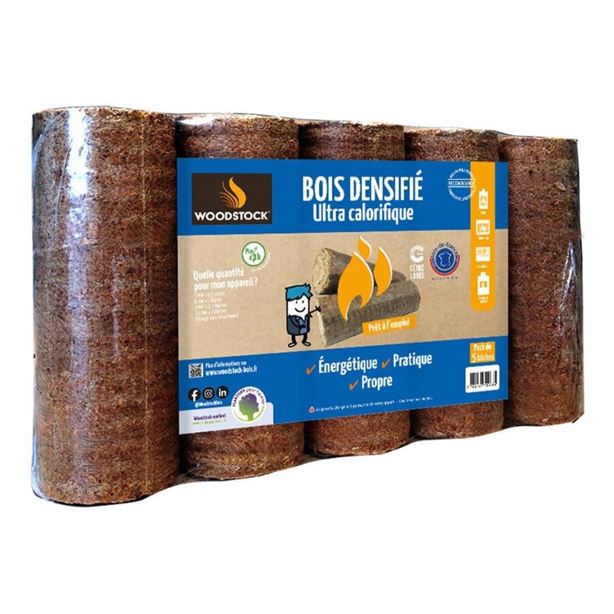 3760167708085 - Woodstock - 5 Bûches de bois densifiées ultra calorifique