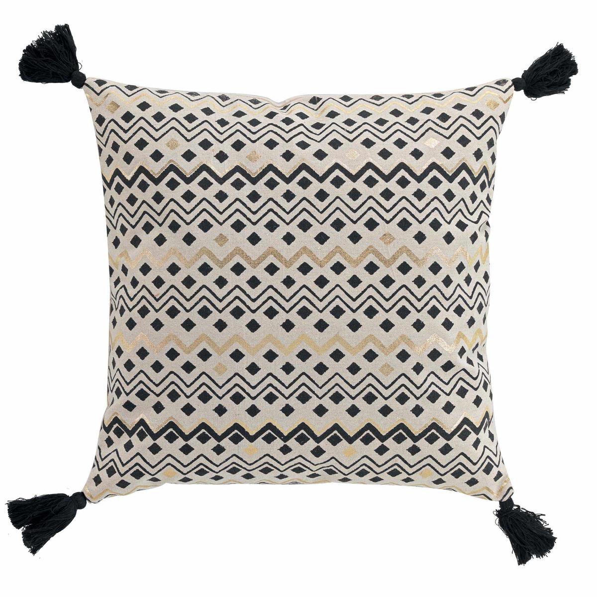 douceur dint/érieur coussin dehoussable pompons 30x50cm incaroca