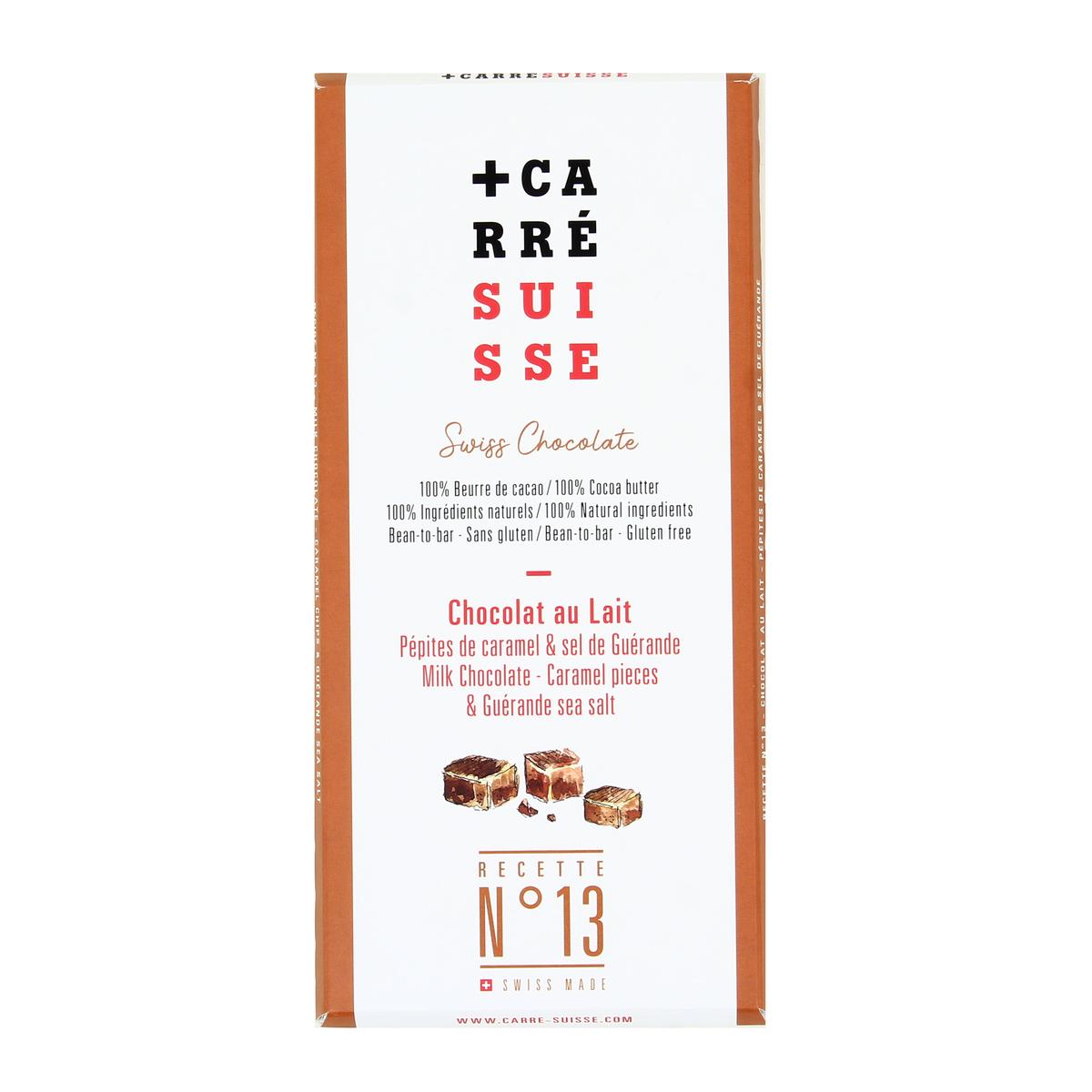 3760289260386 - Carré Suisse - Tabelette Chocolat au Lait Pépites de Caramel et Sel de Guérande