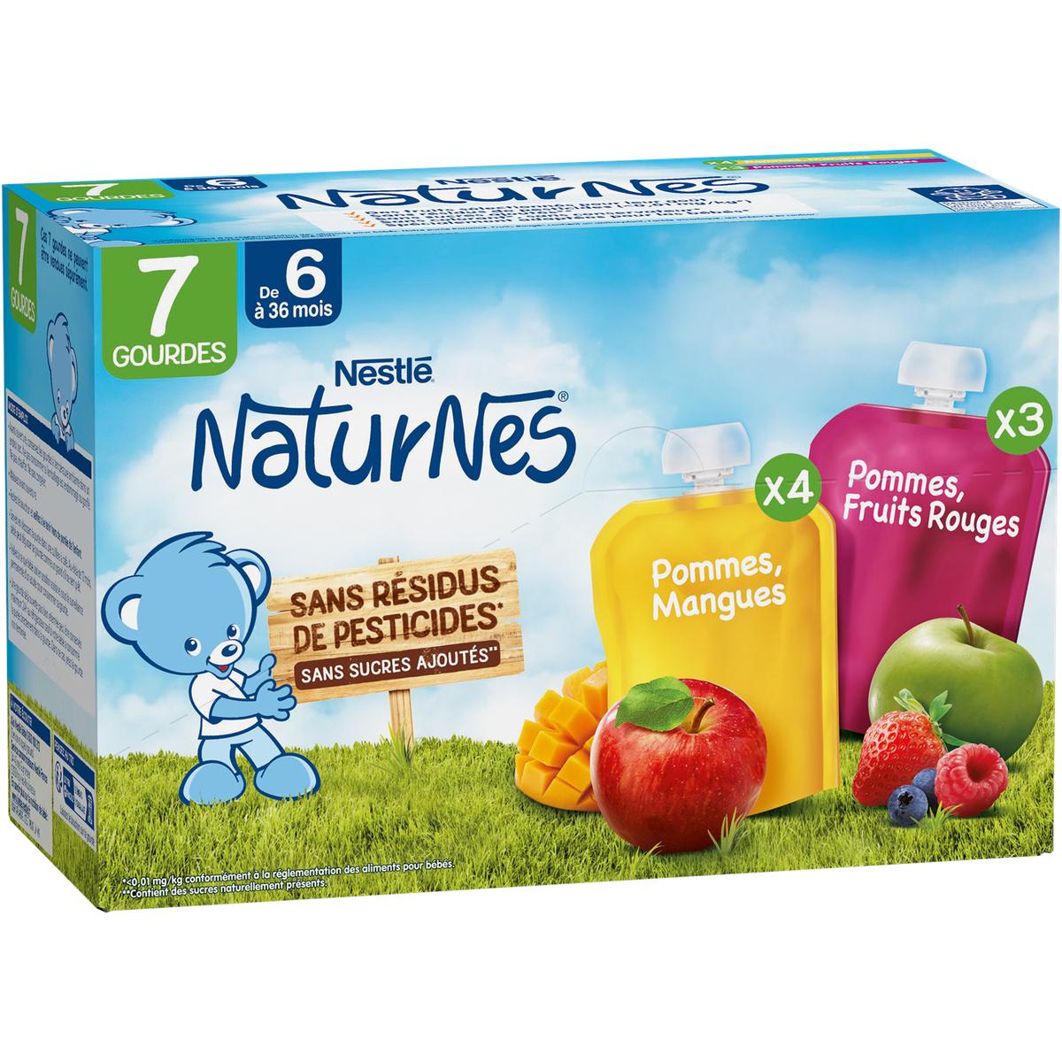 8445291060586 - Nestlé - Naturnes - Purée de Pommes Mangues et Pommes Fruits Rouges Gourde Bébé Dès 6 mois