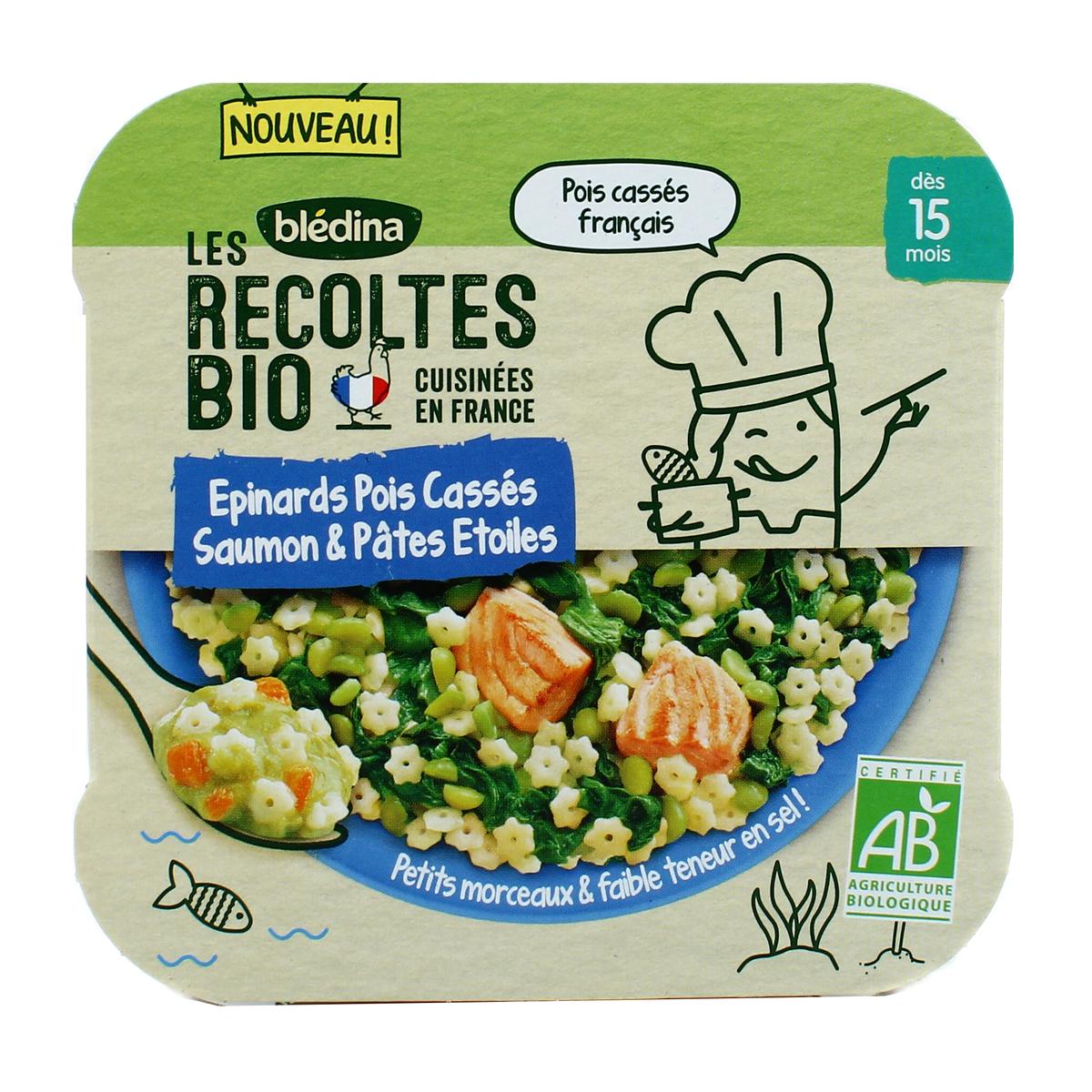 Bledina Plat Epinards Pois Casses Saumon Pates Etoiles Bio Des 15 Mois