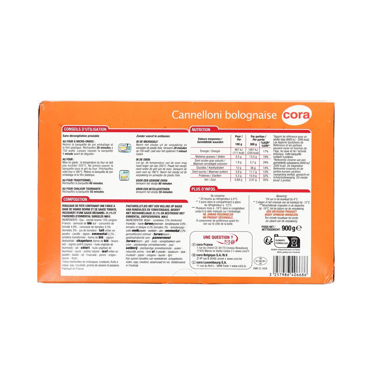 3257986406686 - Cora - Canelloni à la Bolognaise