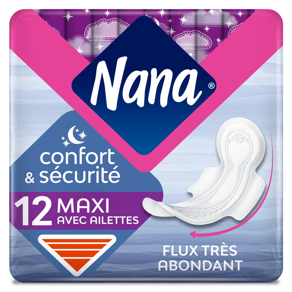 Serviettes Hygiéniques Nana Ultra Goodnight Large Avec Ailettes - Flux –  APERO93