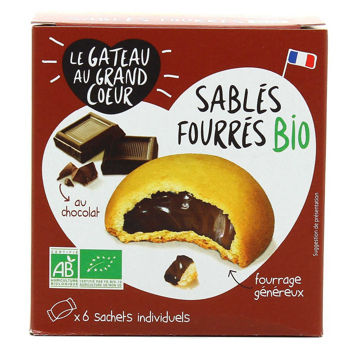 Acheter Le Gateau Au Grand Coeur Sables Fourres Bio Au Chocolat 6x30g