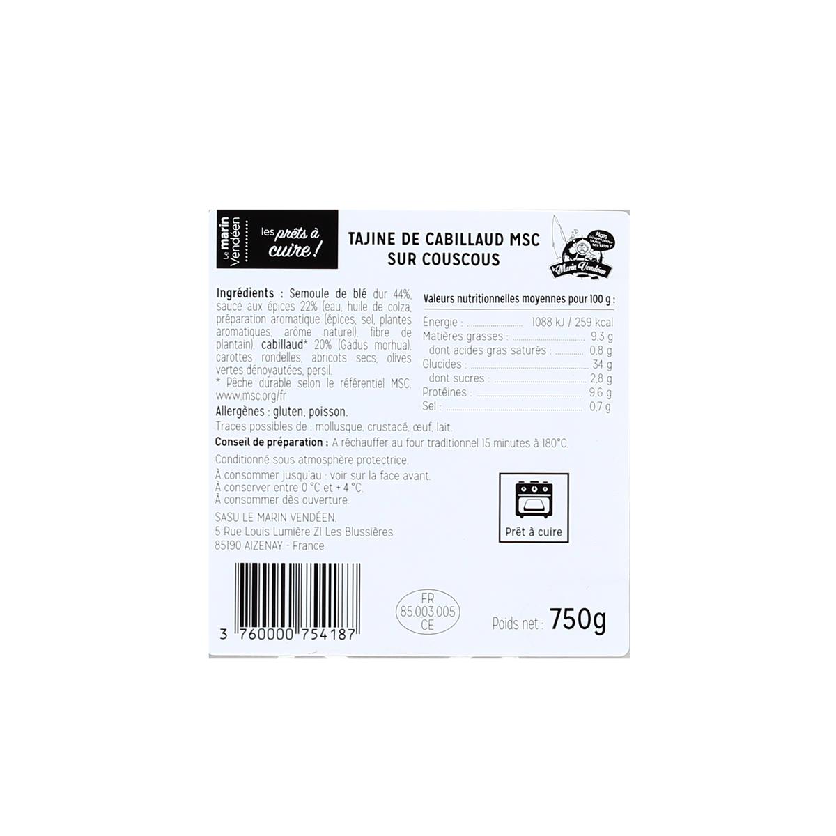 3760000754187 - Marin Vendeen - Tajine Cabillaud
