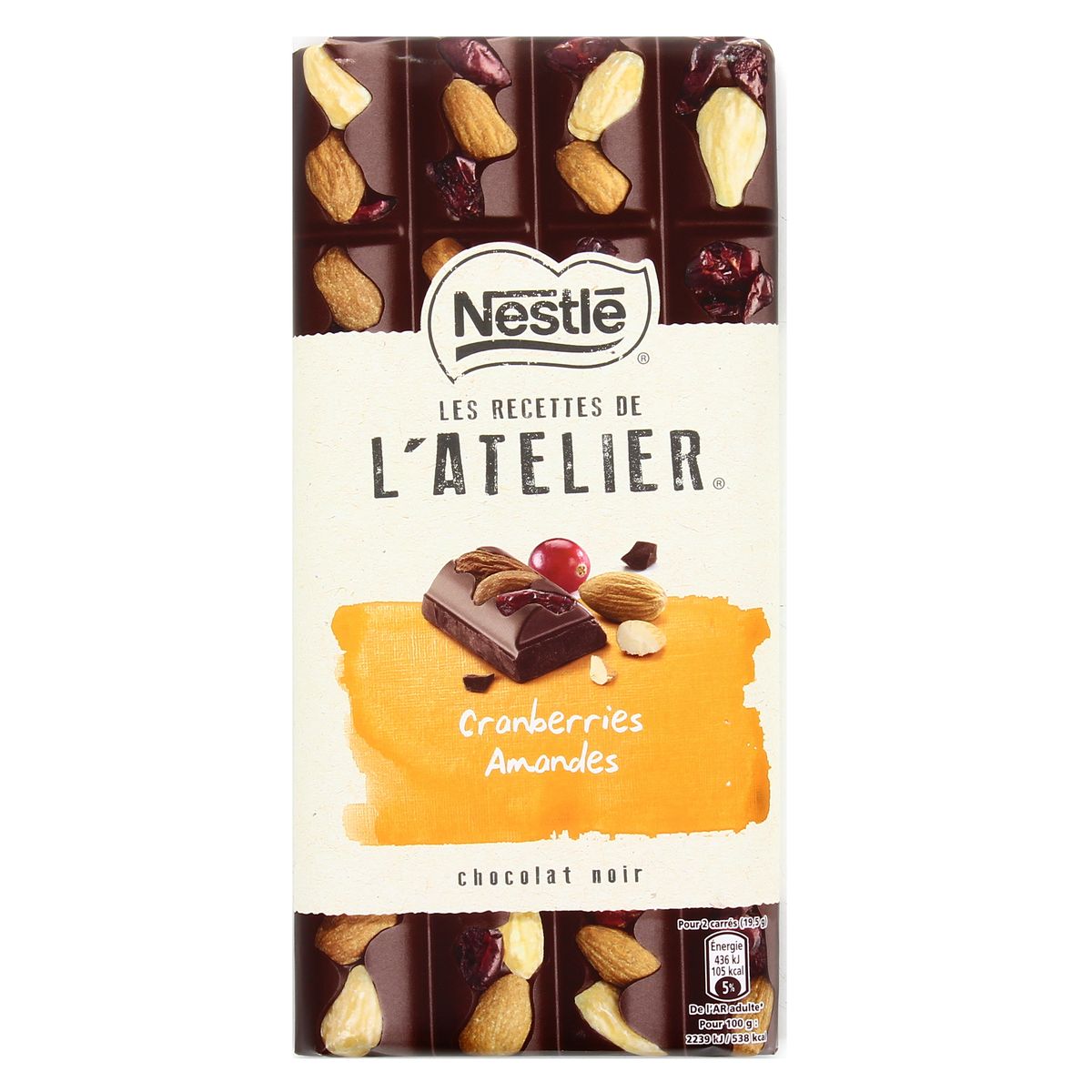7613034389787 - Les Recettes de l'Atelier - Chocolat noir cranberries et amandes